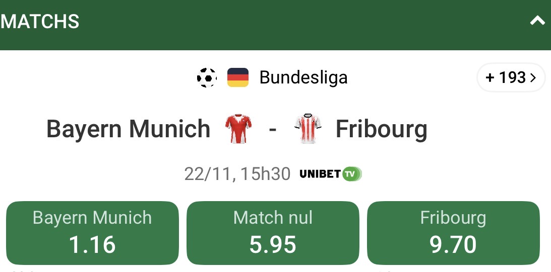 Pronostic Bayern Munich – Fribourg 22/11/2025