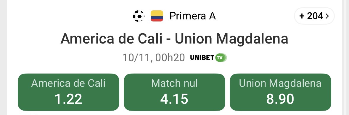 Pronostic America de Cali Union Magdalena 10/11/2025