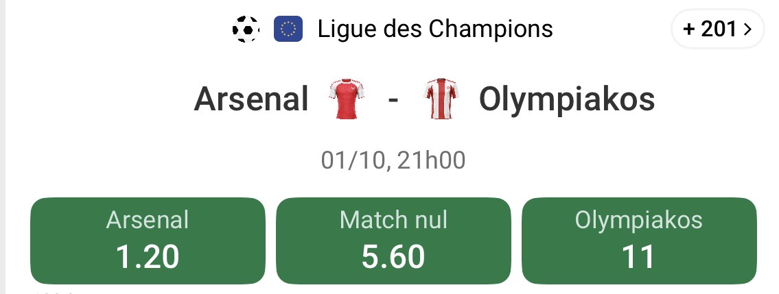 Pronostic Arsenal Olympiakos Pirée : Analyse, Statistiques et Conseils de Paris 