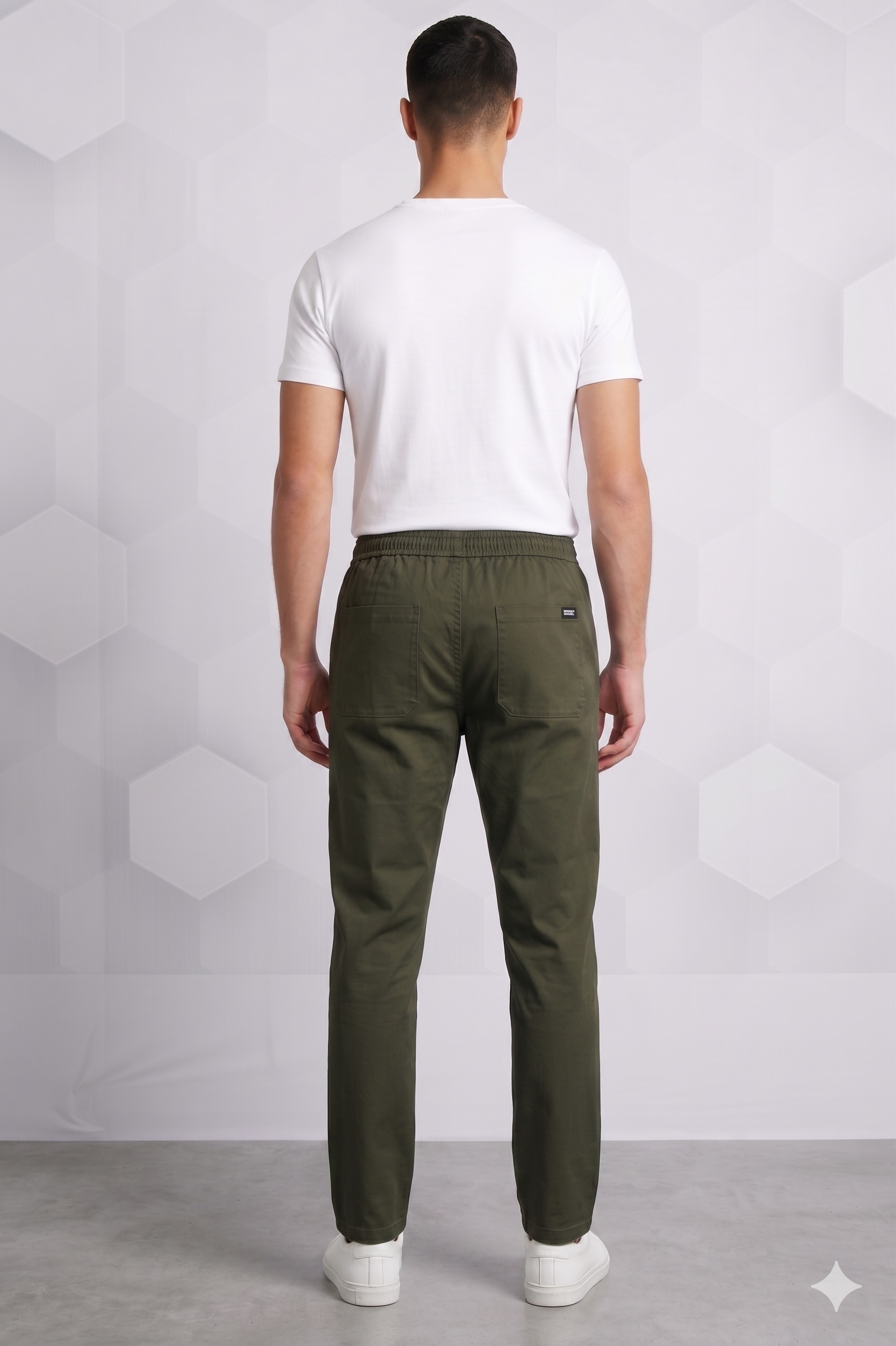 MMASTER Men's Camel Slim Fit Pleated Trouser with Drawstring Waist