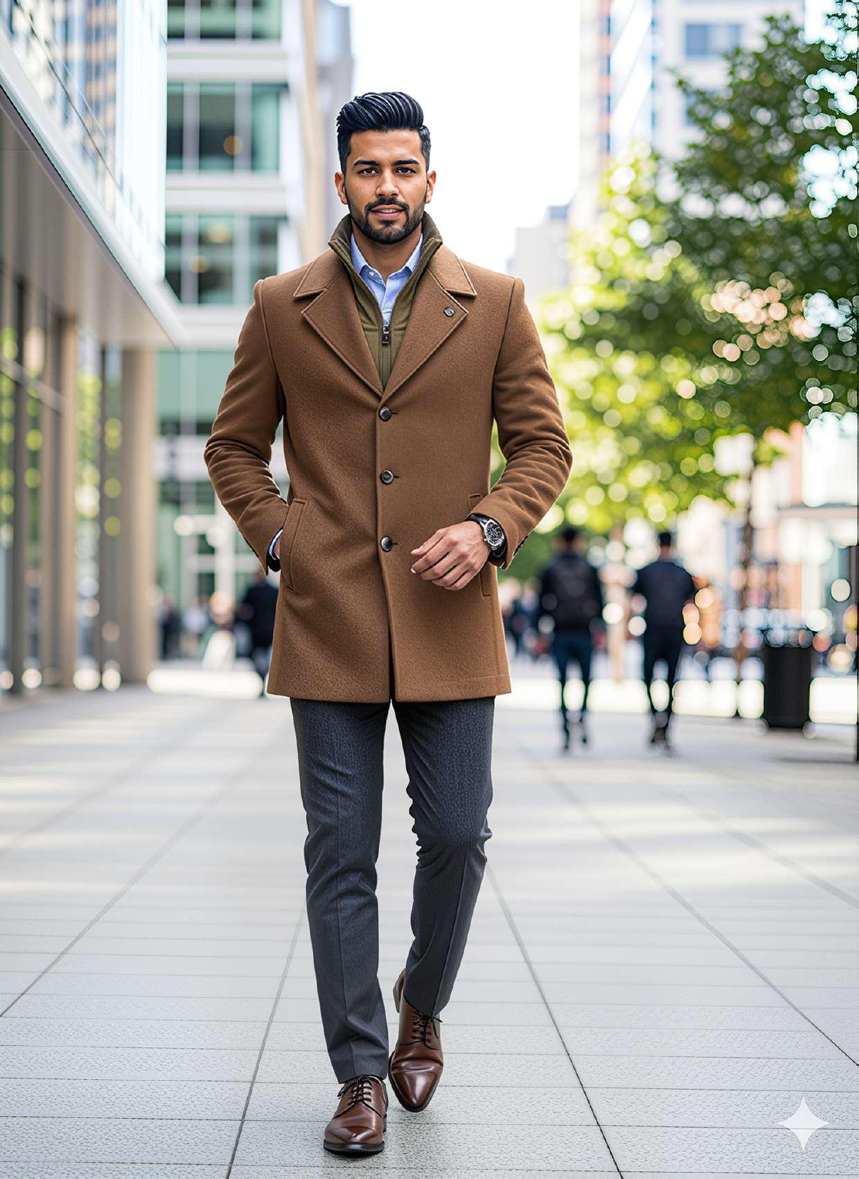 Men's Camel Wool Overcoat
