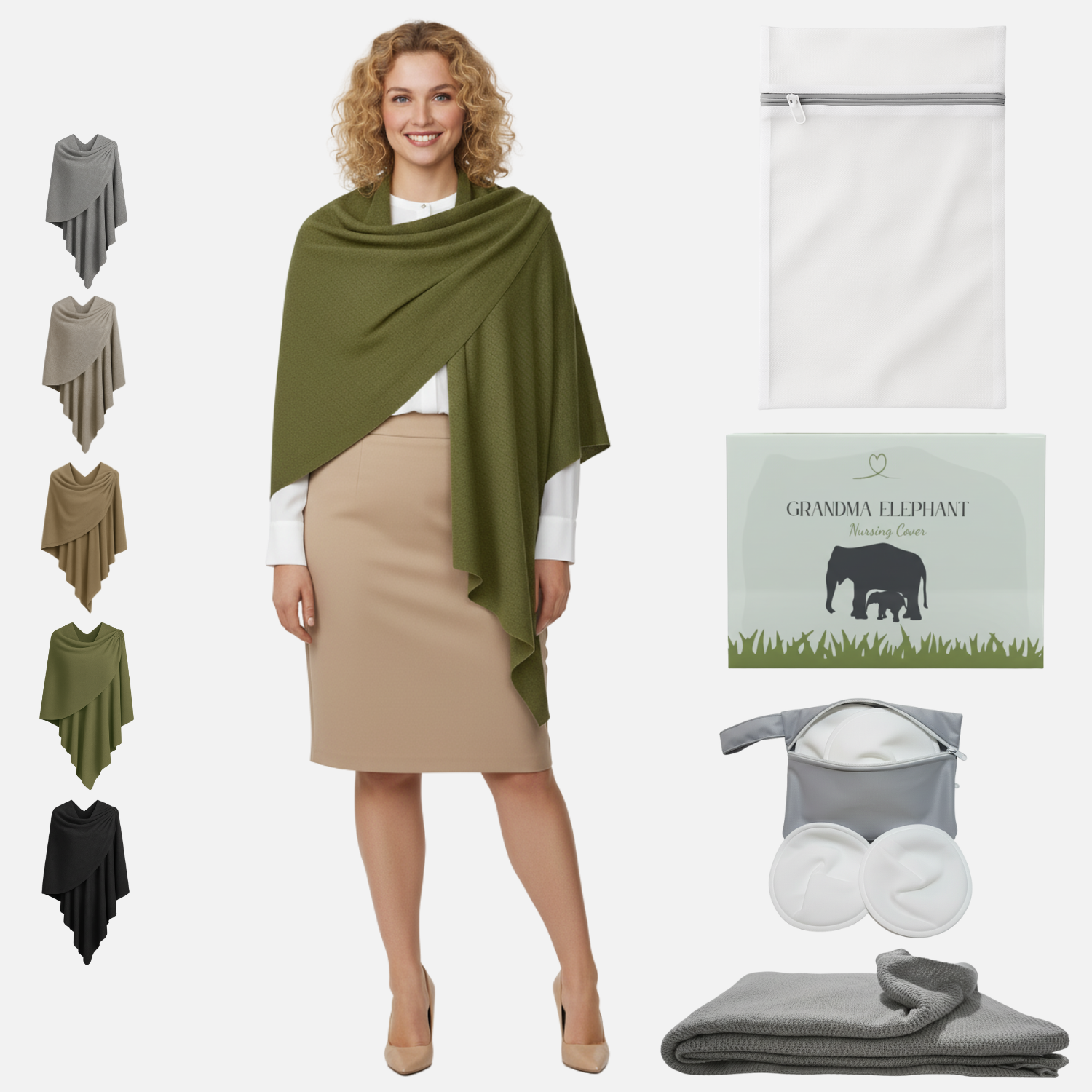 Green Shawl - Nursing Covers - Scarf