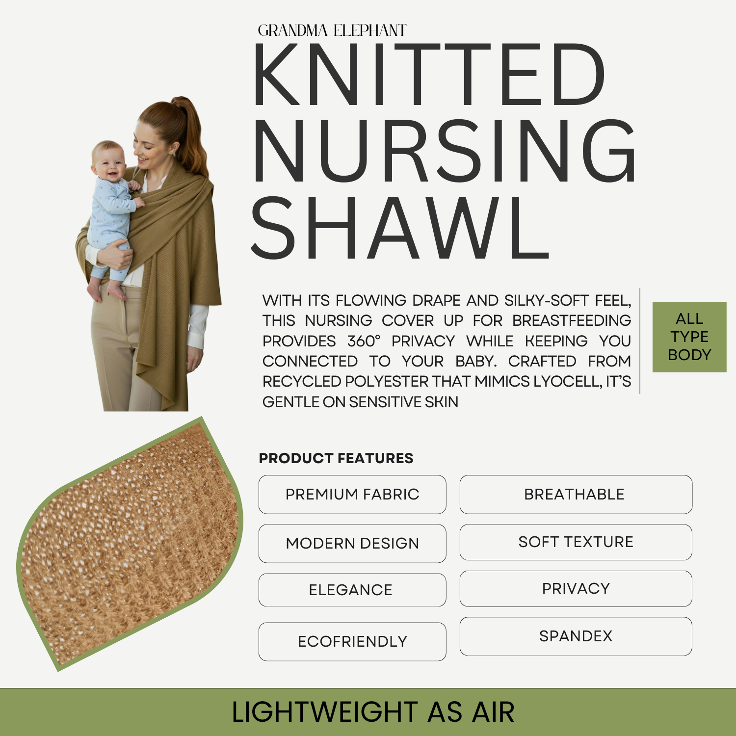 Kakhi Shawl - Nursing Covers - Scarf