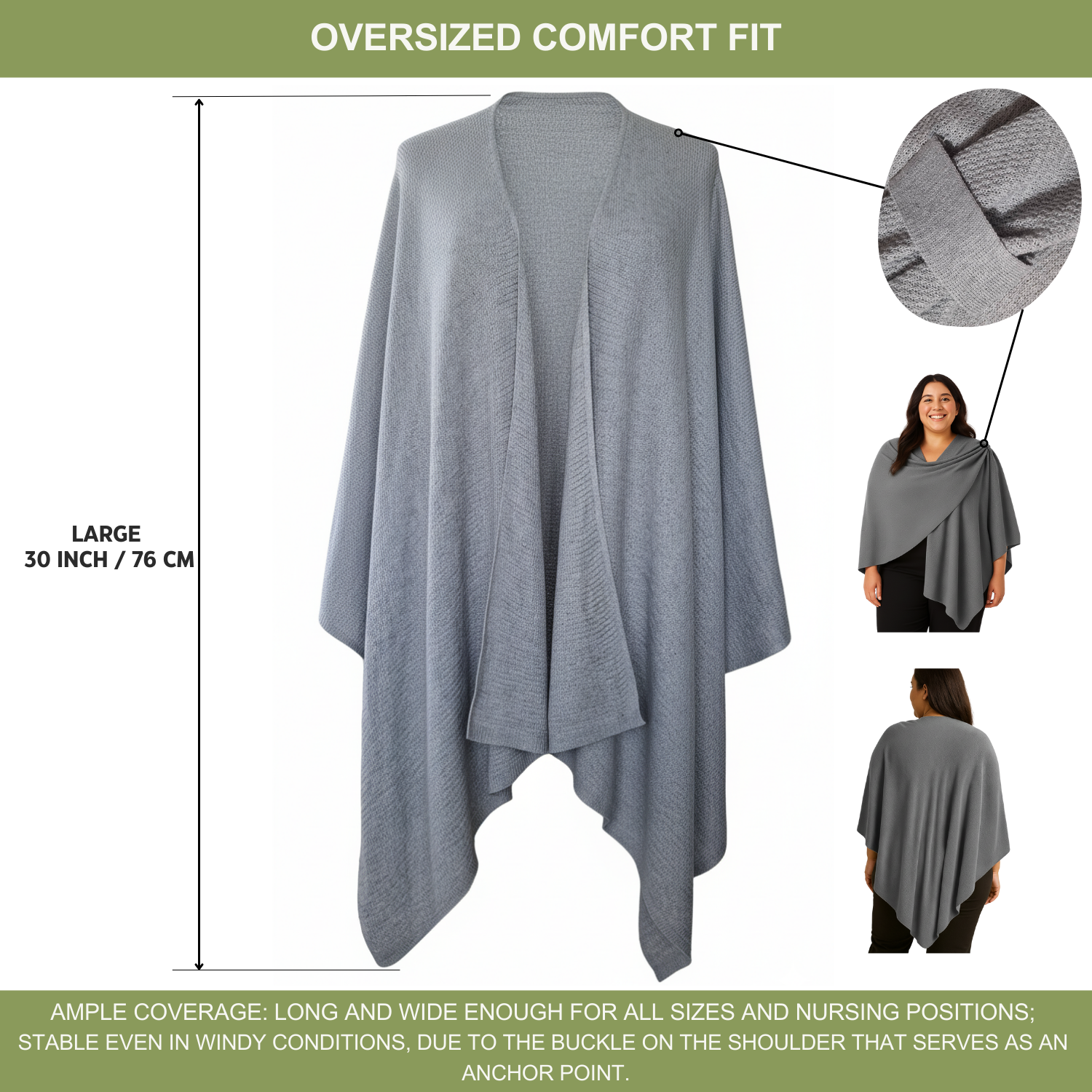 Gray Shawl - Nursing Covers - Scarf