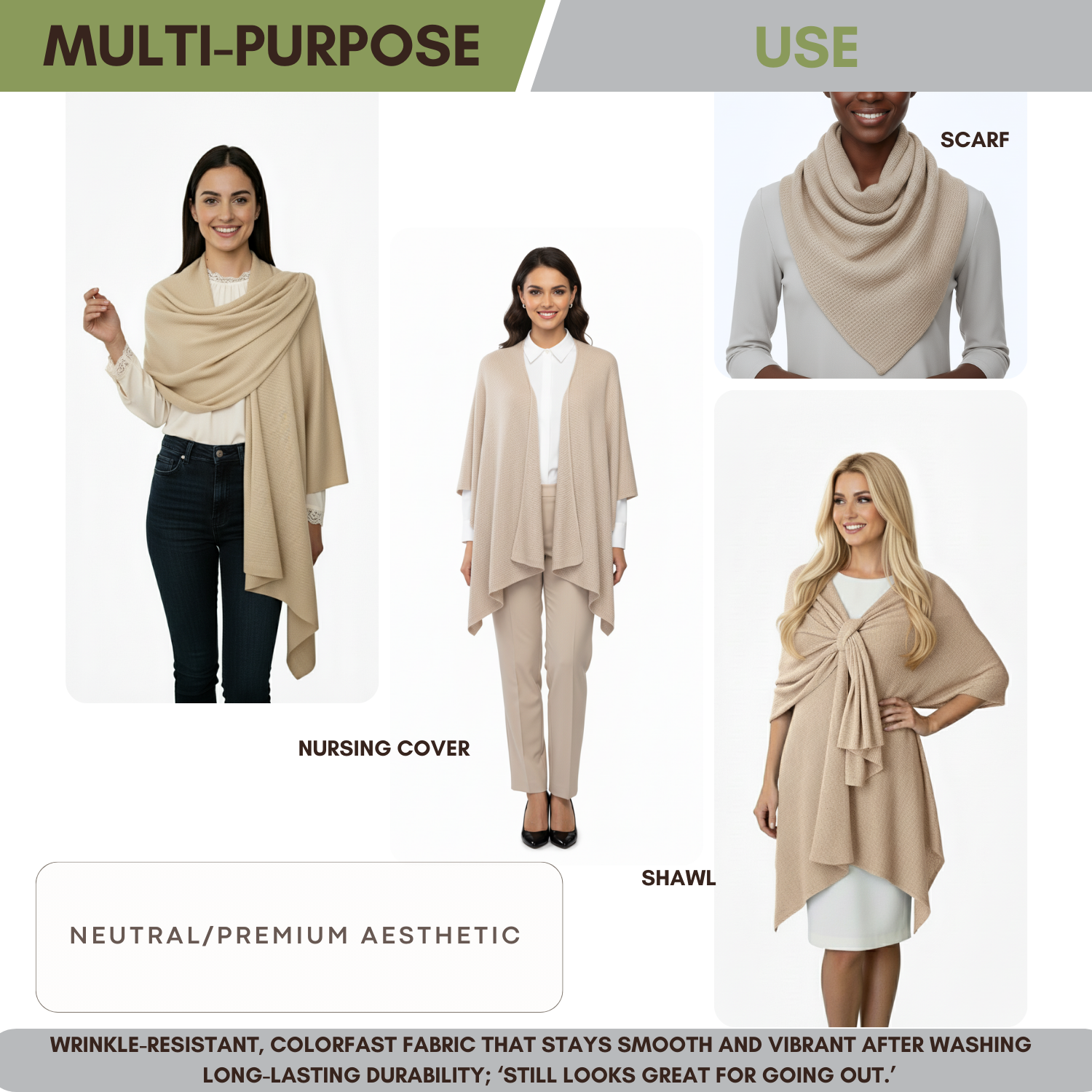 Beige Shawl - Nursing Covers - Scarf
