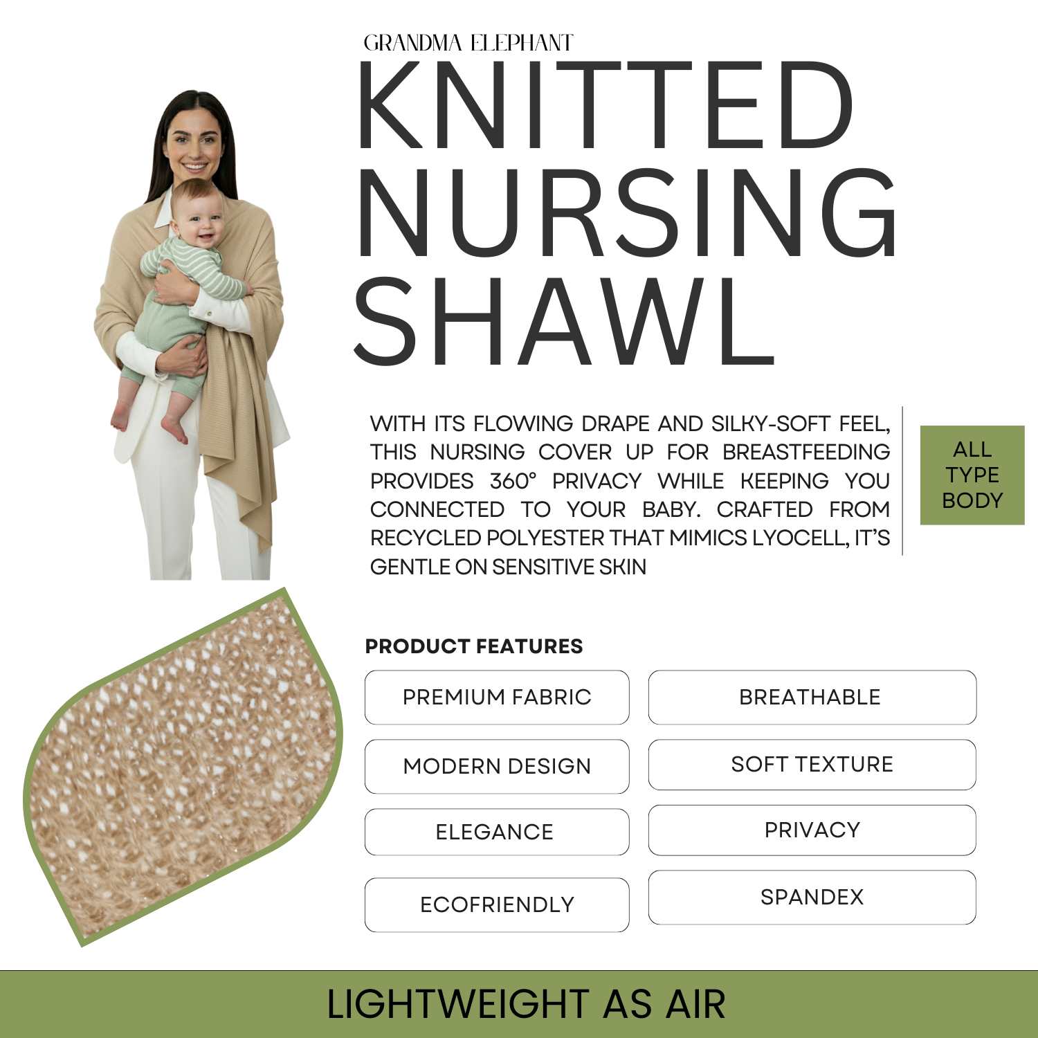Beige Shawl - Nursing Covers - Scarf