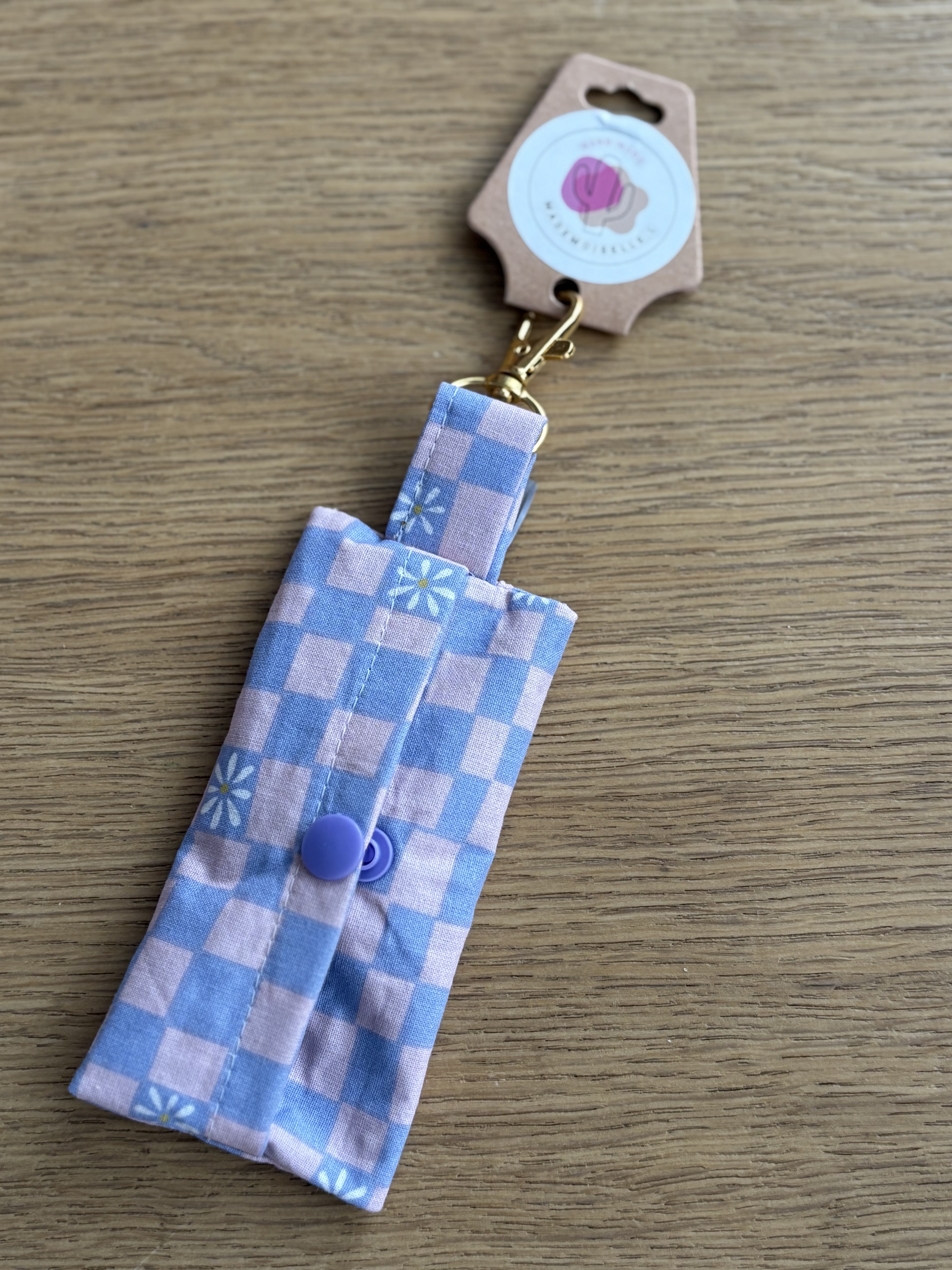 Pochette sac à crotte- DAMIER+ FLEURS