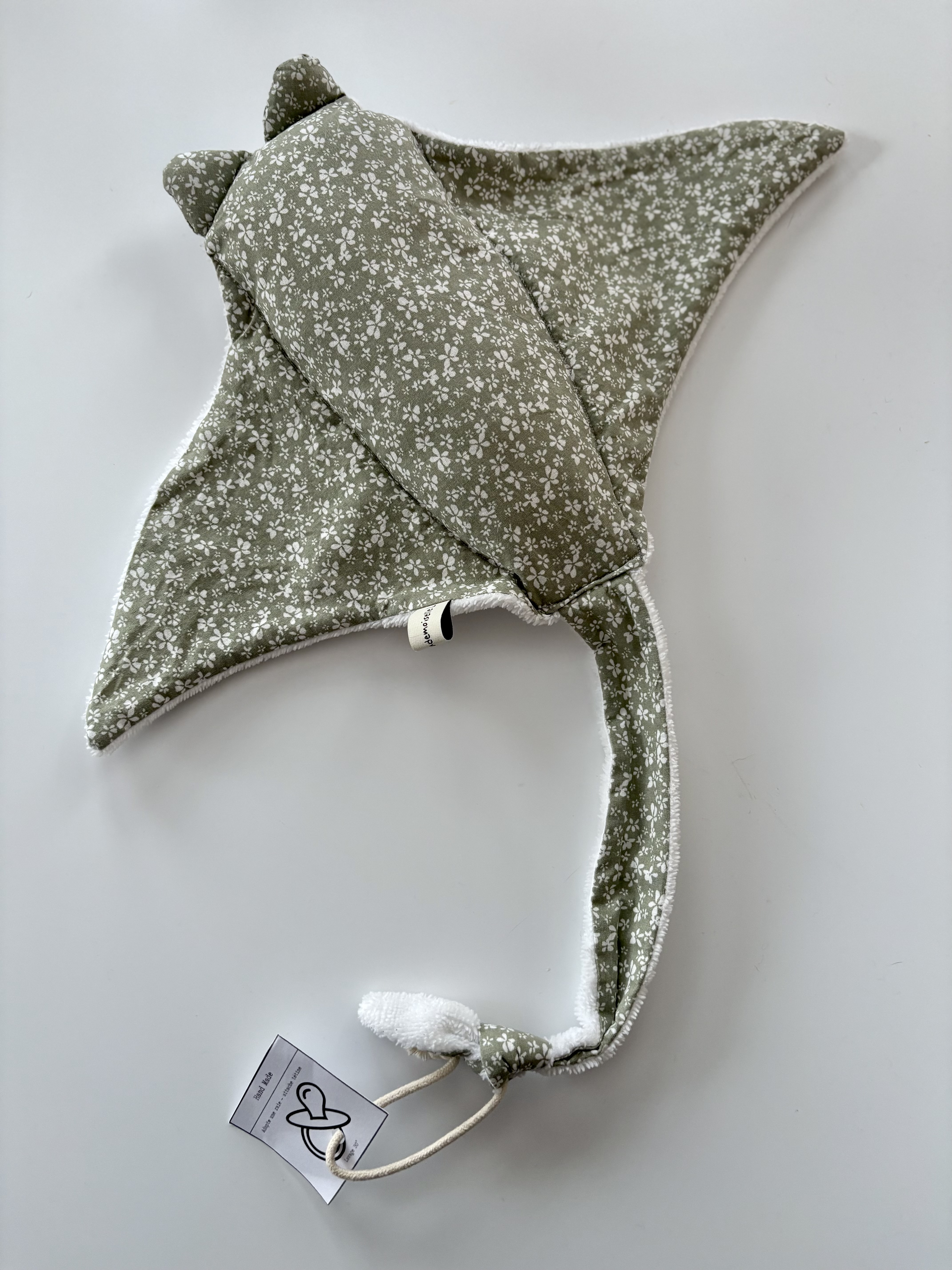 Doudou Raie manta- GRAND MODELE VERT+FLEURS