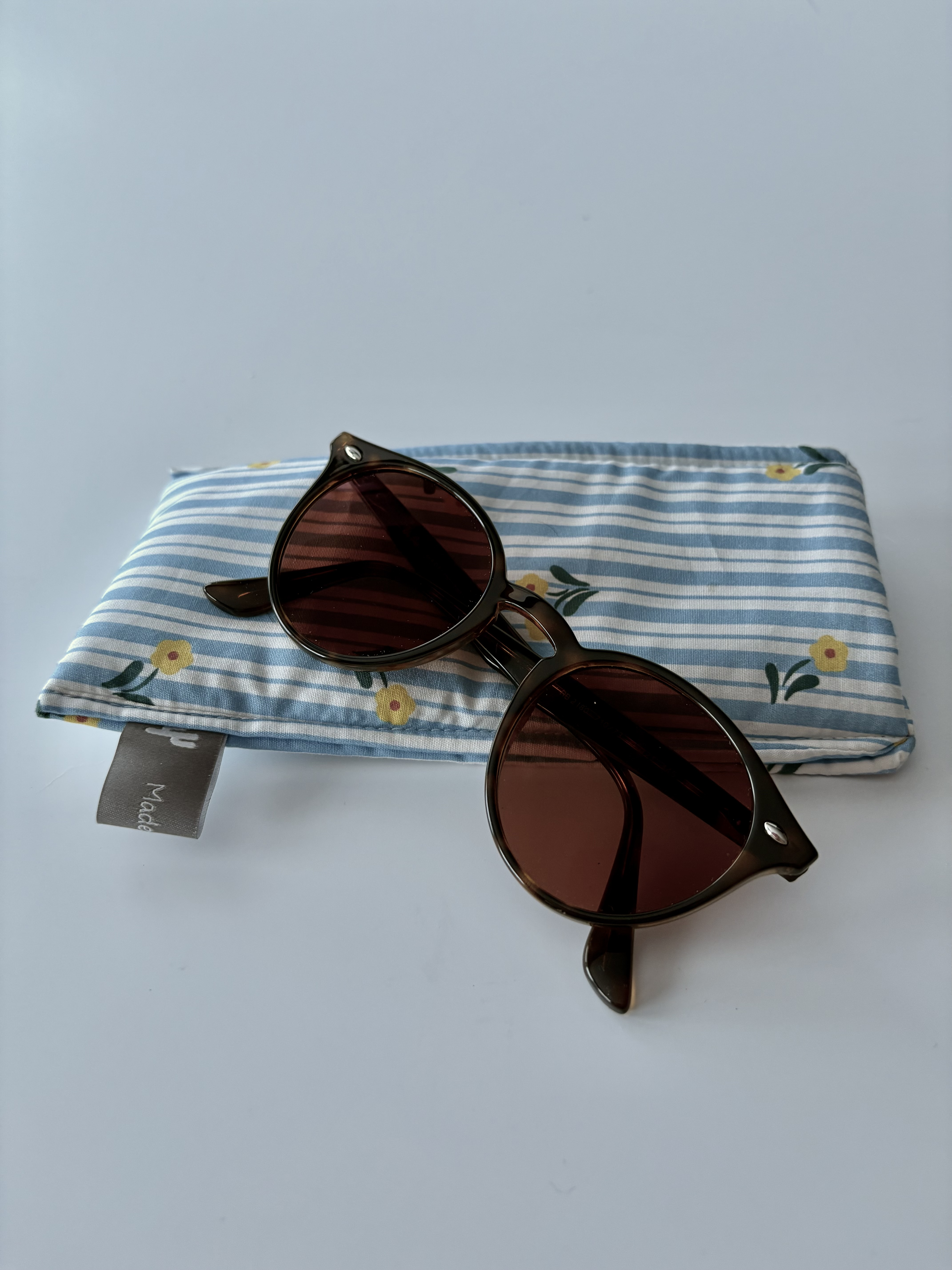 Etui à lunettes- BLANC/BLEU+ FLEURS+LIGNES