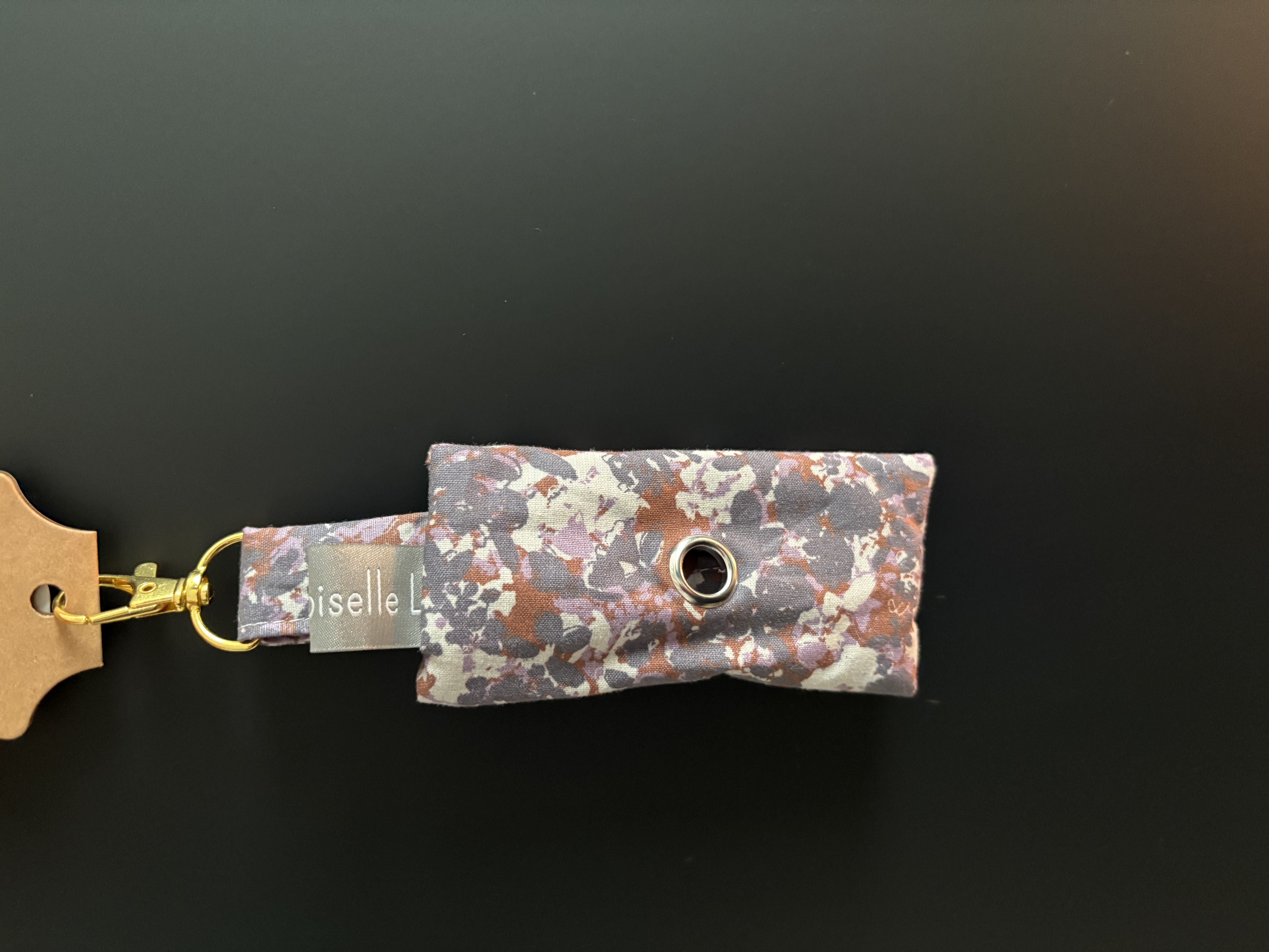 Pochette sac à crotte- MILITAIRE BLANC/MAUVE+FLEURS