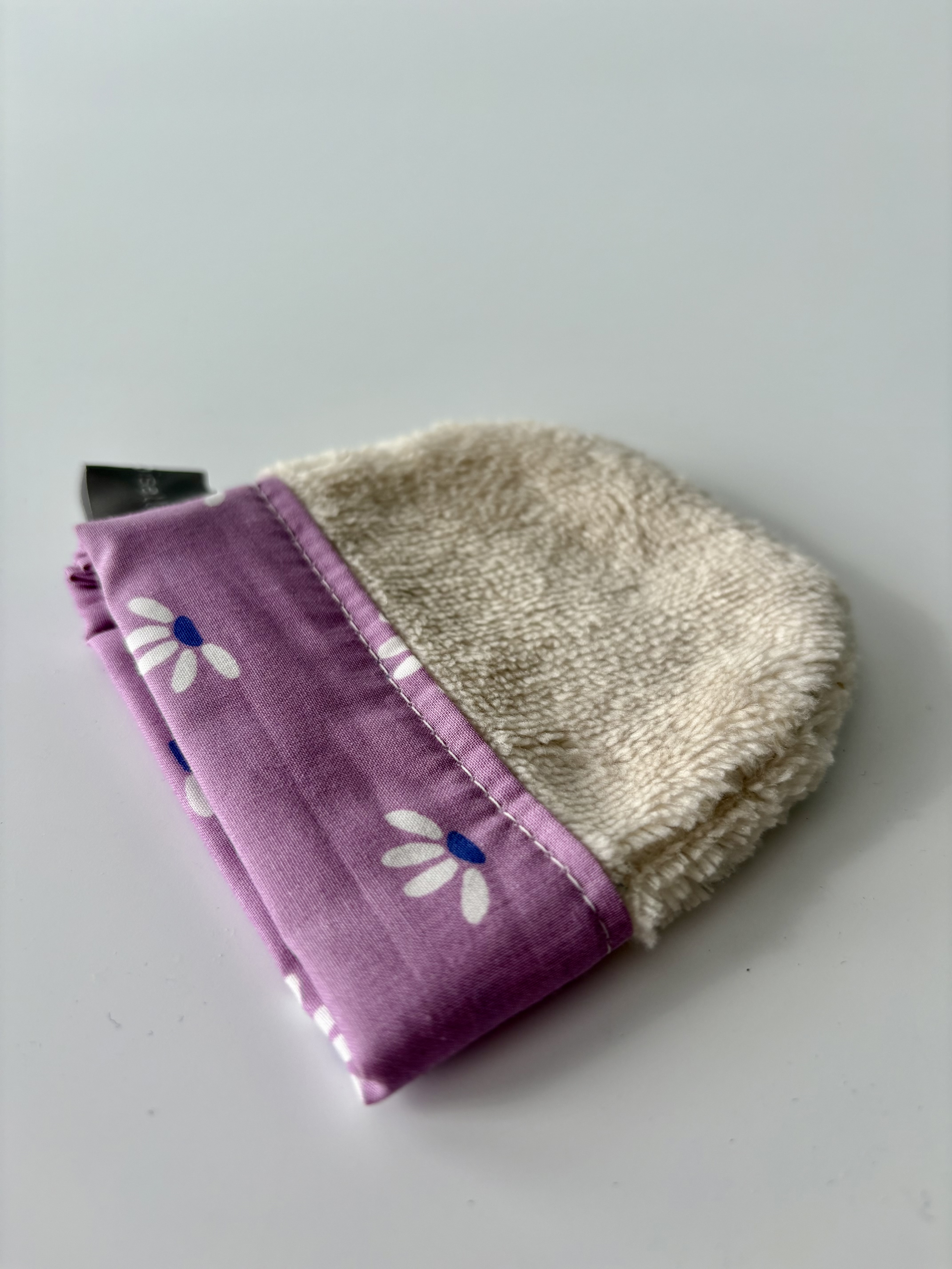 gant yeux et plis- VIOLET FLEURS BLANCHES