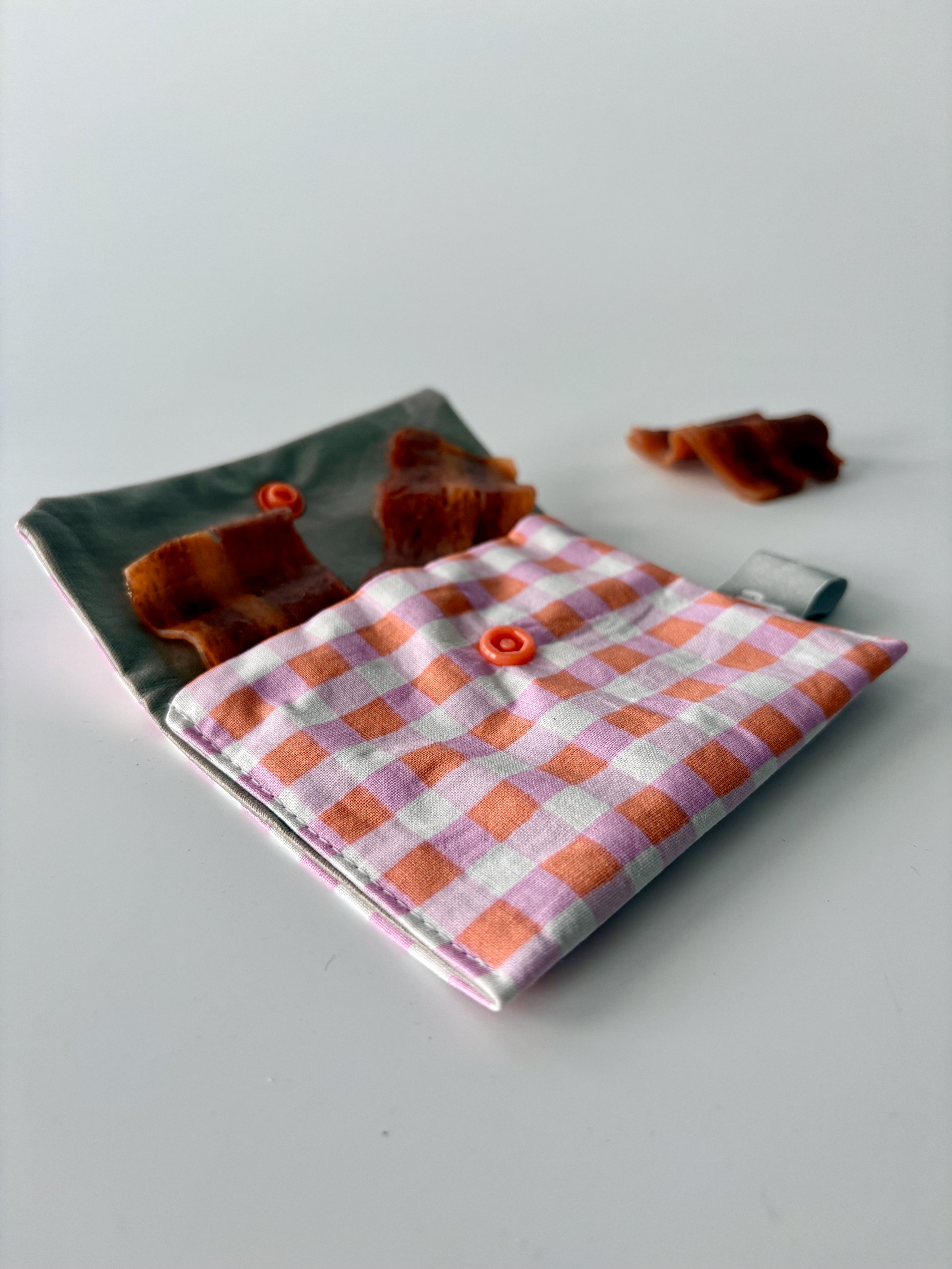 Pochette à biscuits- VICHY ROSE ORANGE