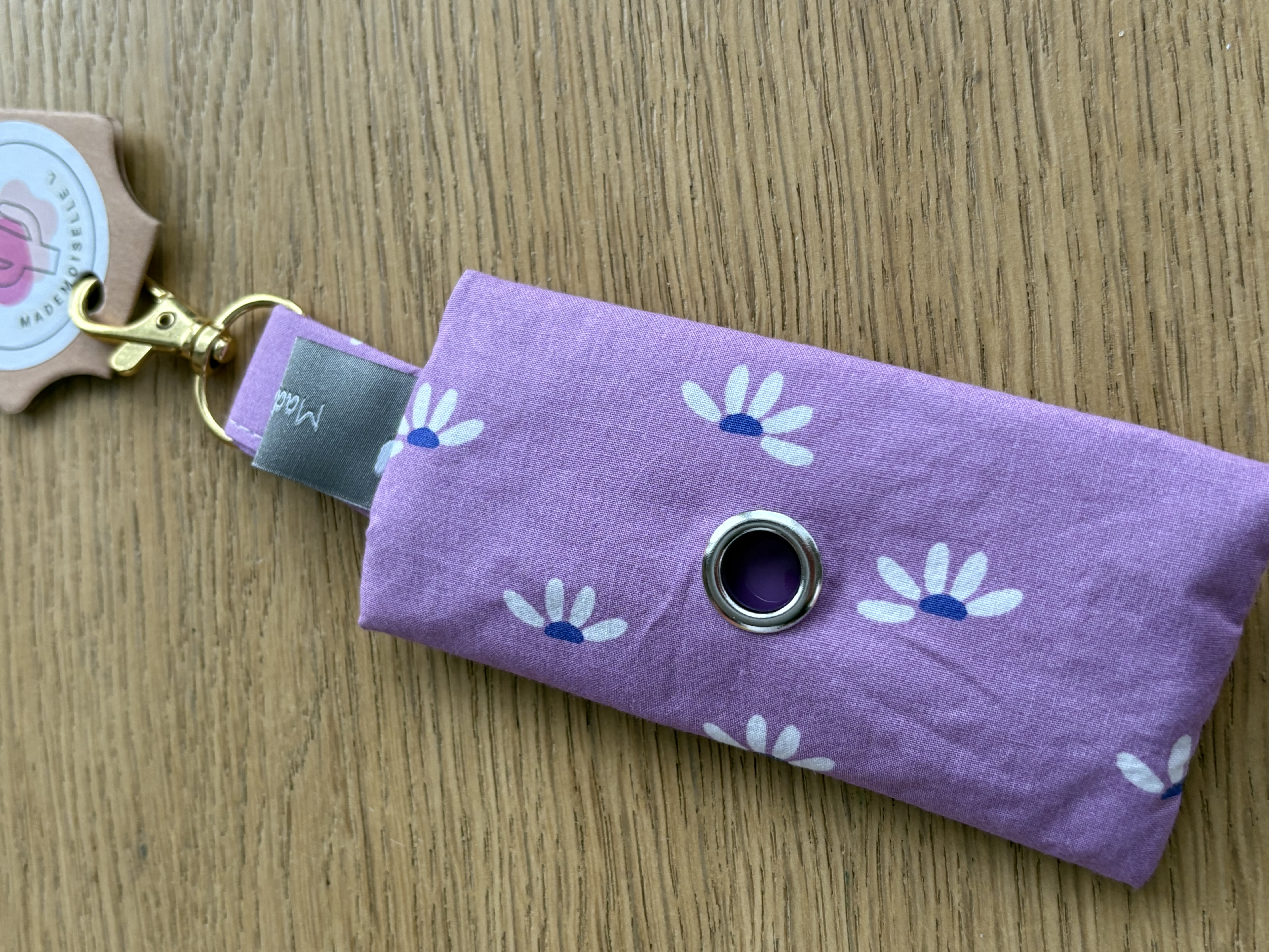 Pochette sac à crotte- VIOLET+  FLEURS