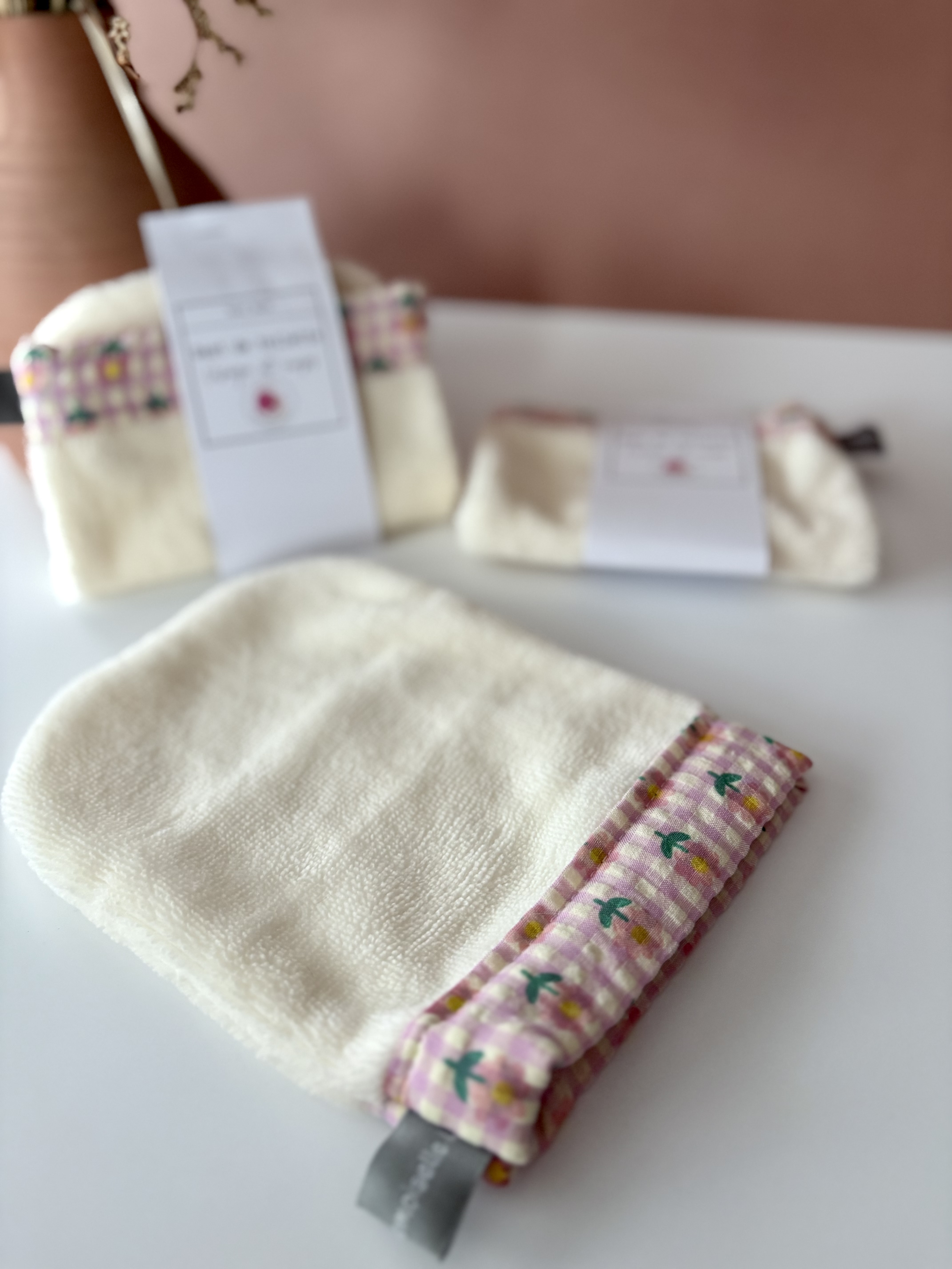 Gant visage et corps- VICHY ROSE +FLEURS