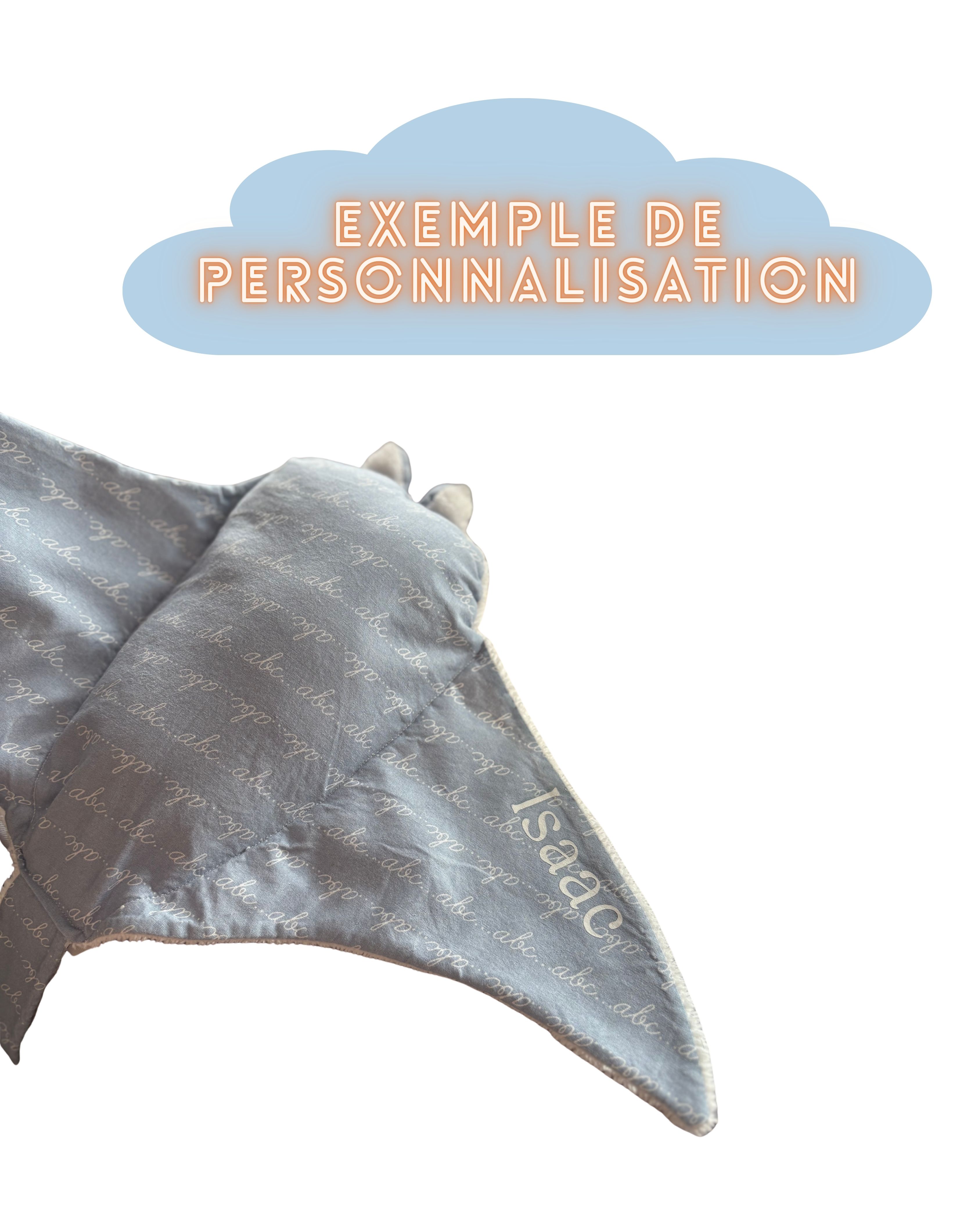 Doudou Raie manta- GRAND MODELE VERT+FLEURS