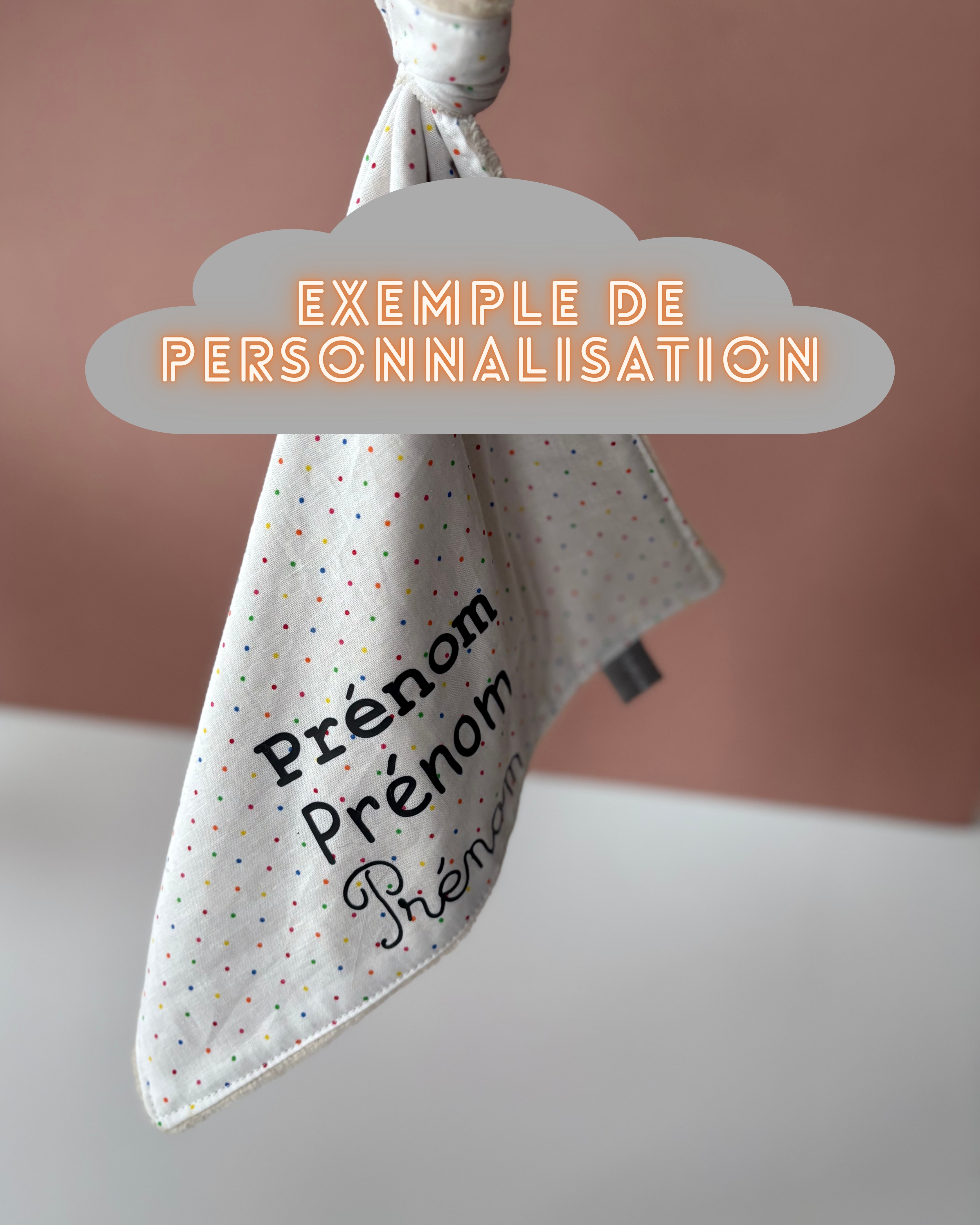 Doudou carré dentition- ABC-BLANC