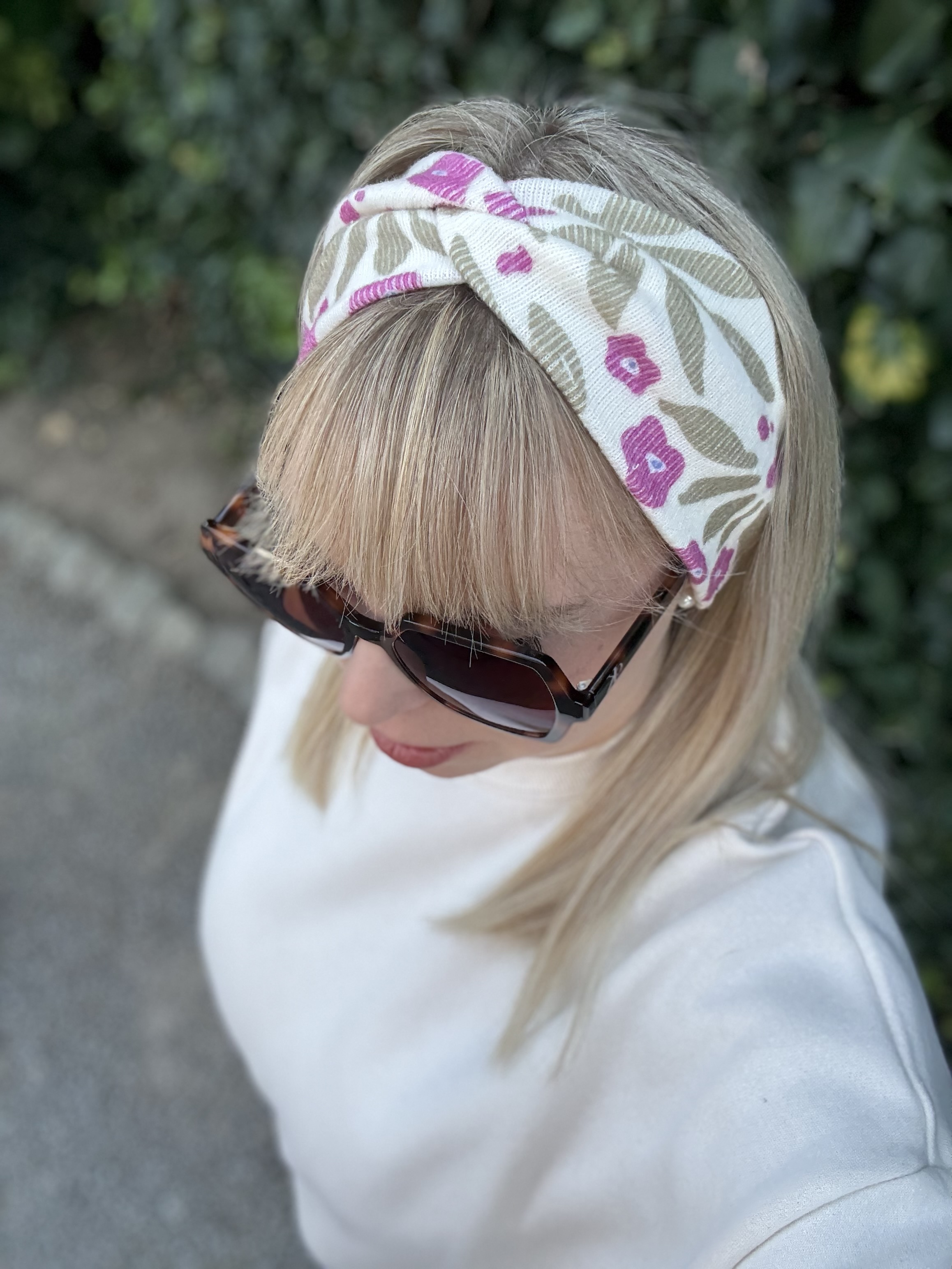 Bandeau cheveux- FLEURS VERTES/ROSES