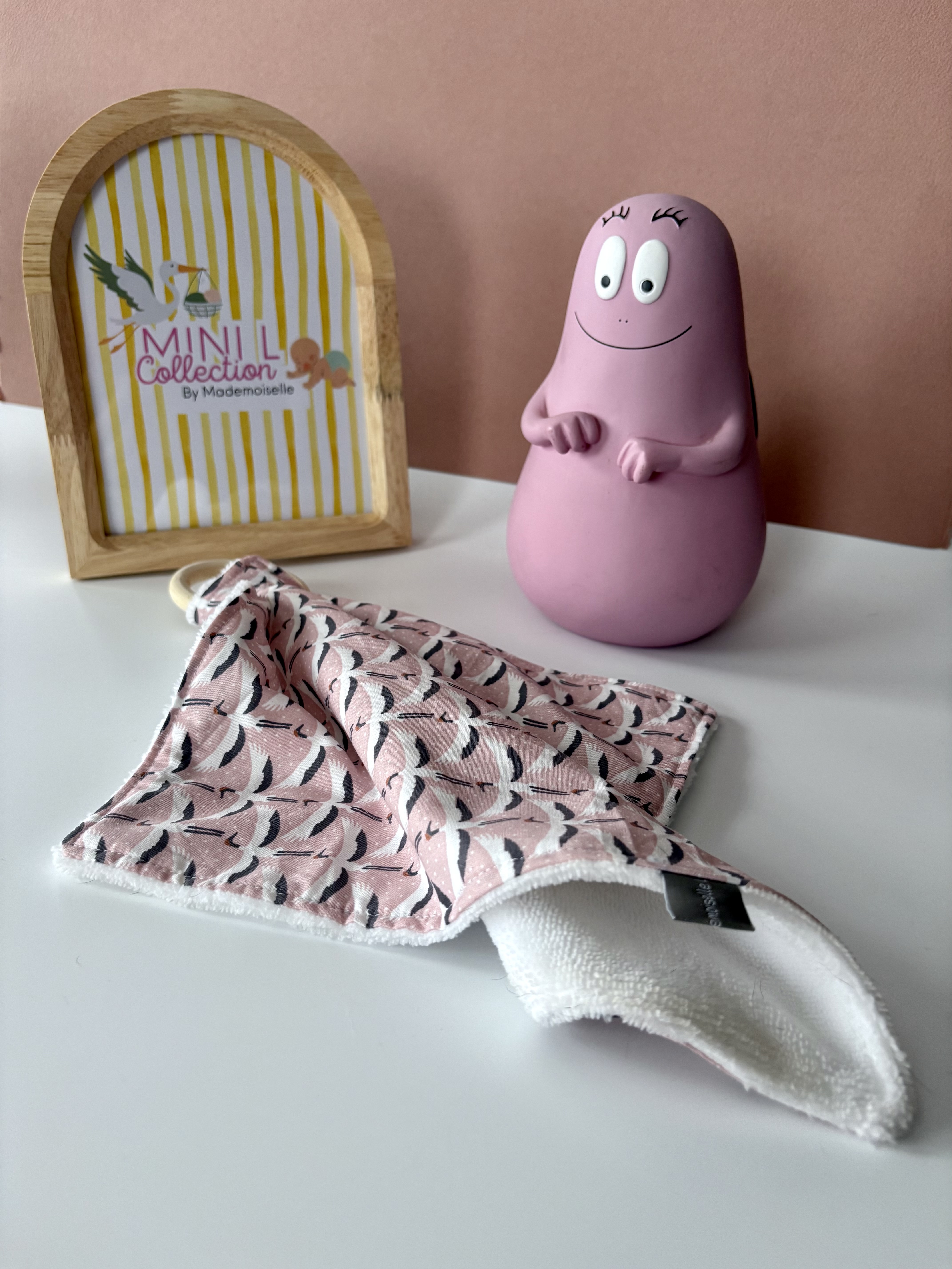 Doudou carré dentition- BLANC+OISEAUX