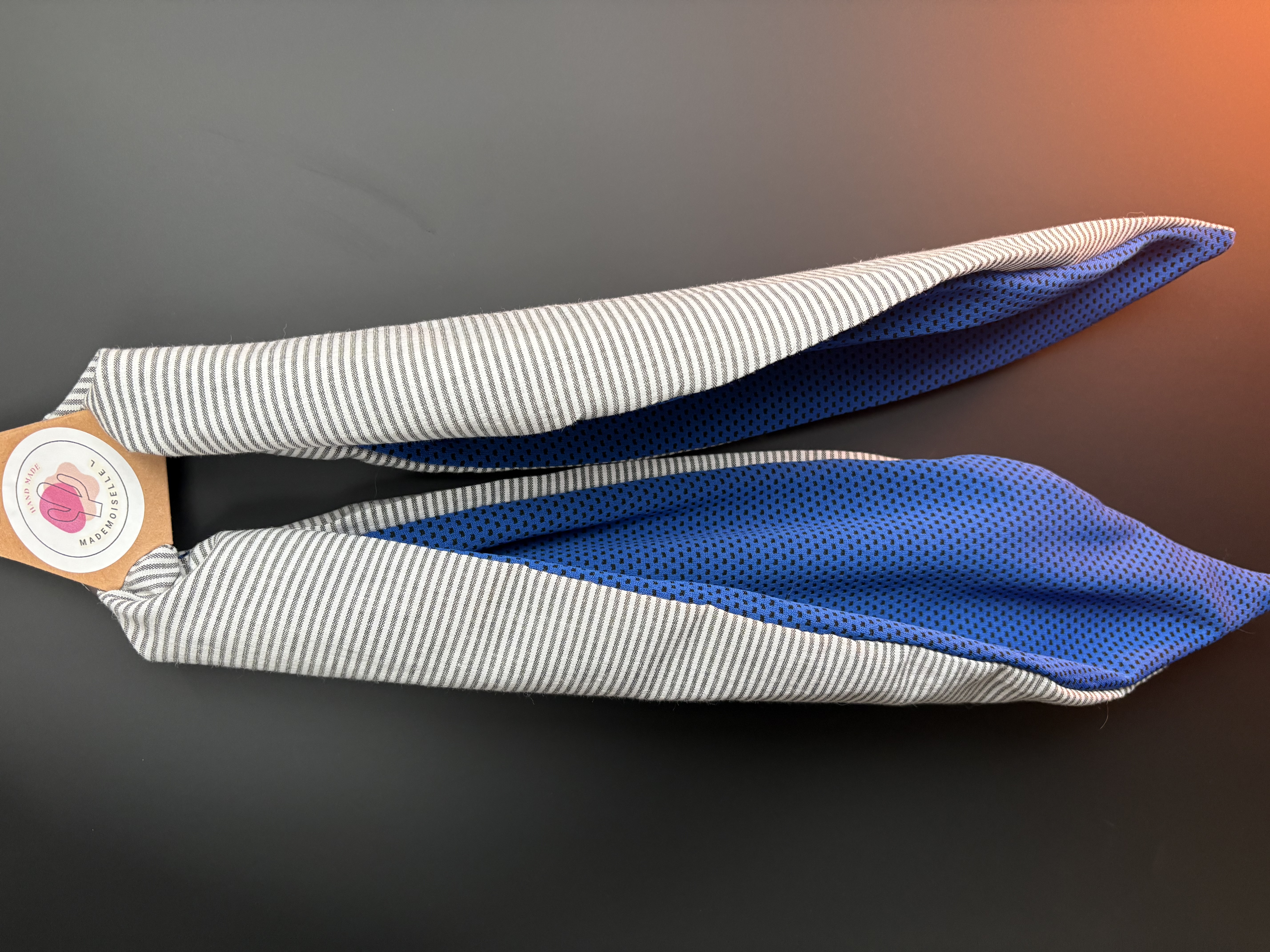 Foulard fraicheur 2 en 1 - BLANC:BLEU +LIGNES
