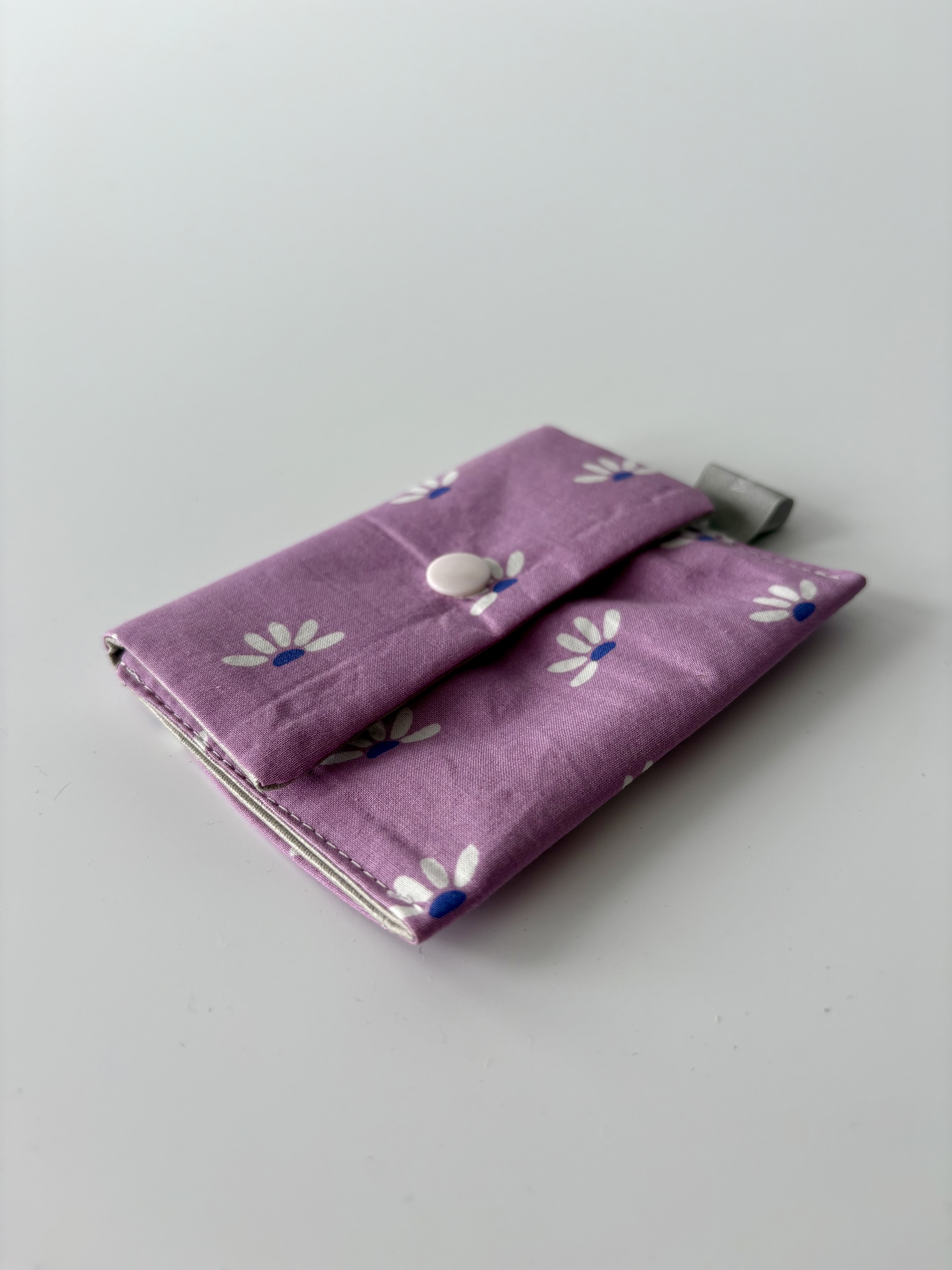 Pochette à biscuits- VIOLET+  FLEURS BLANCHES