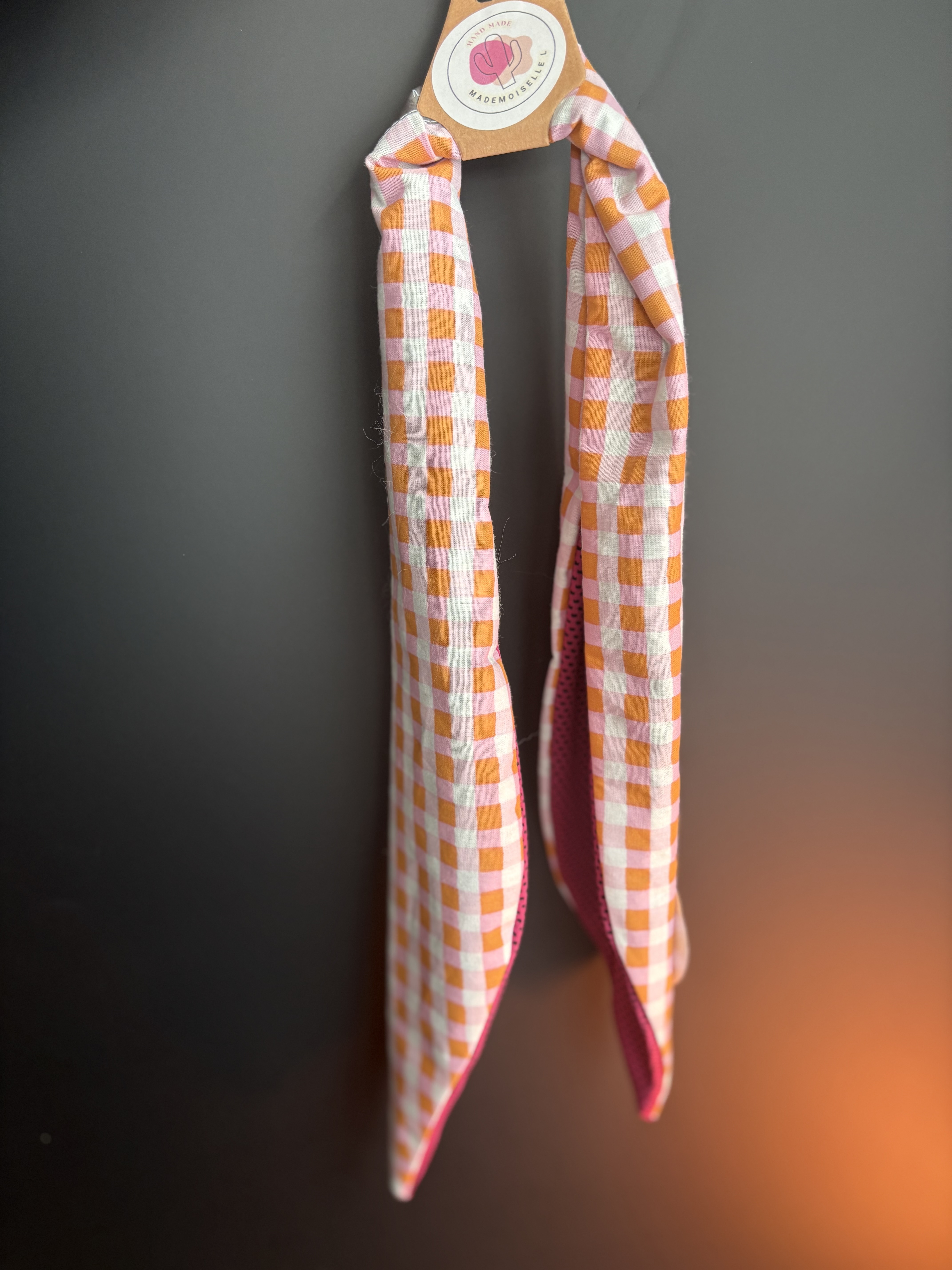 Foulard fraicheur 2 en 1- VICHY ROSE ORANGE