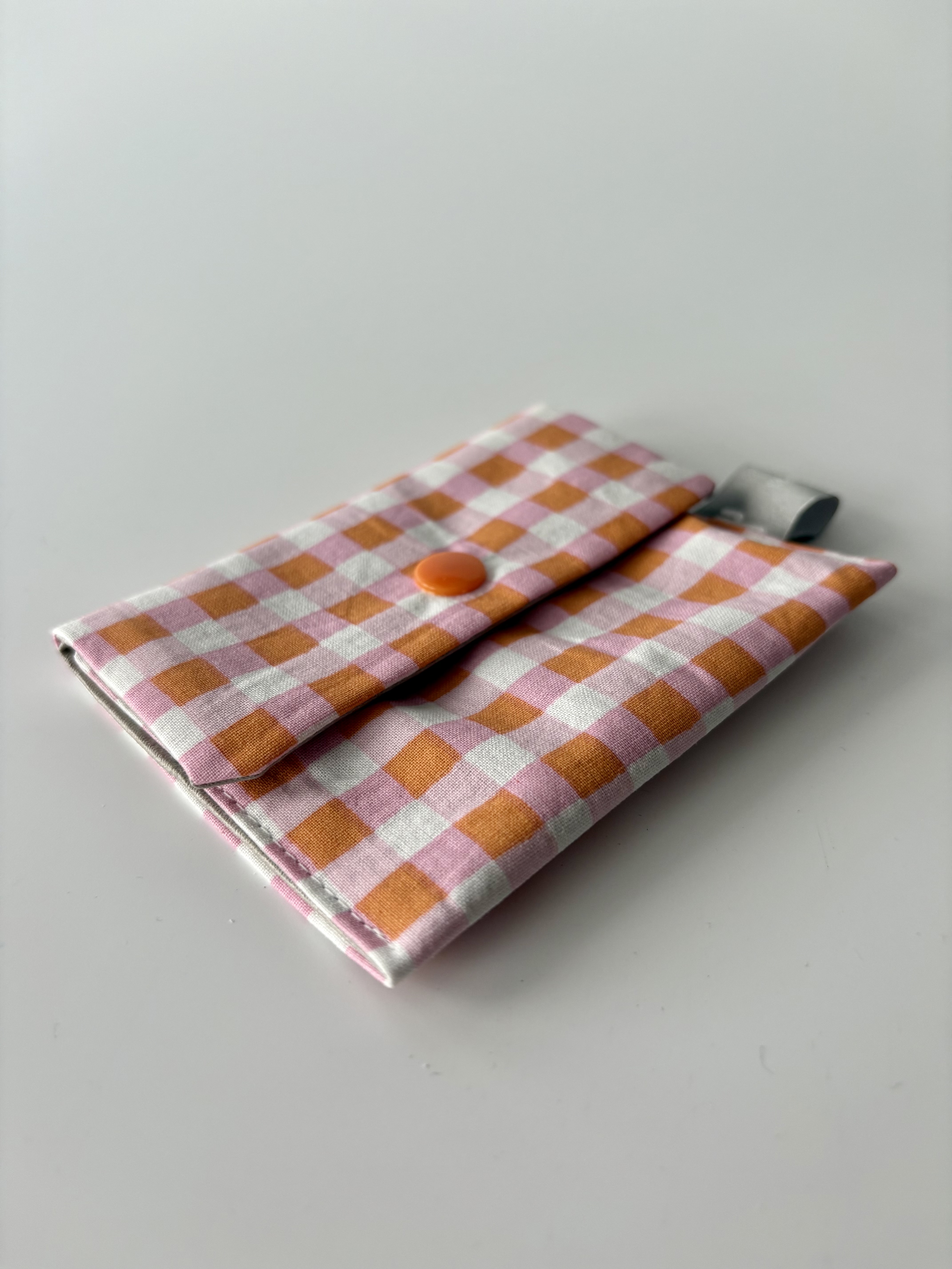 Pochette à biscuits- VICHY ROSE ORANGE