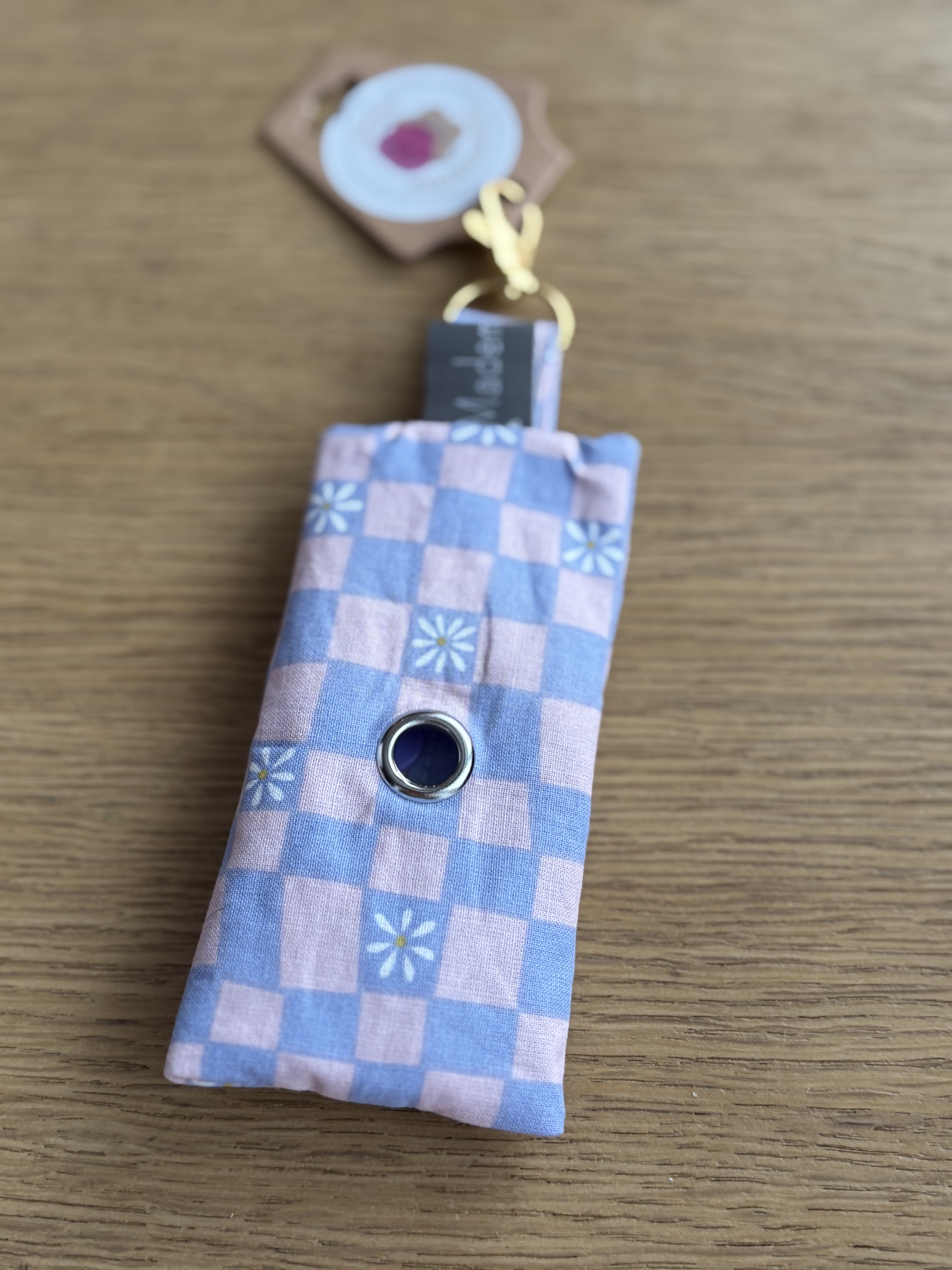 Pochette sac à crotte- DAMIER+ FLEURS