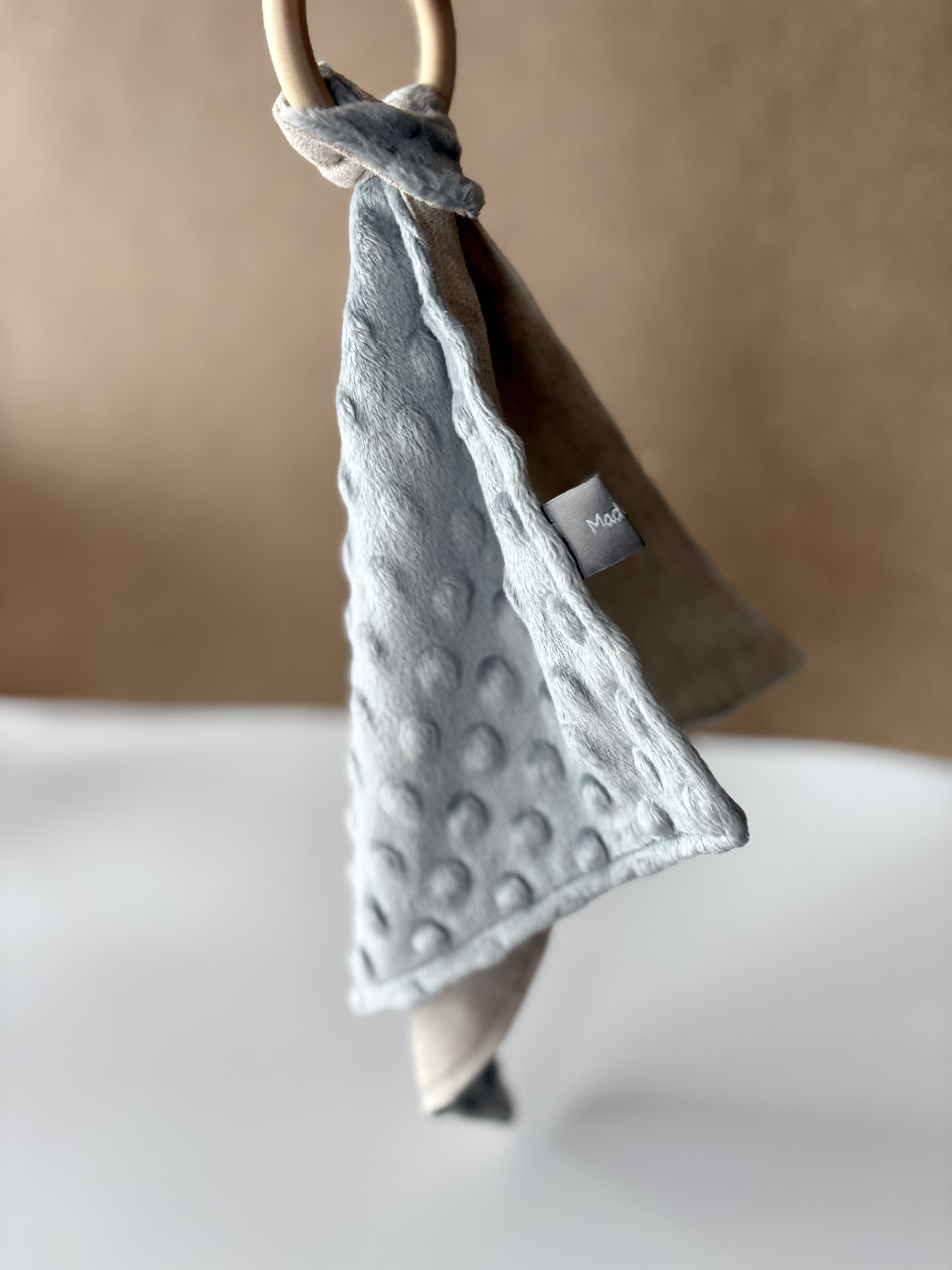 Doudou carré dentition- Lin/ gris