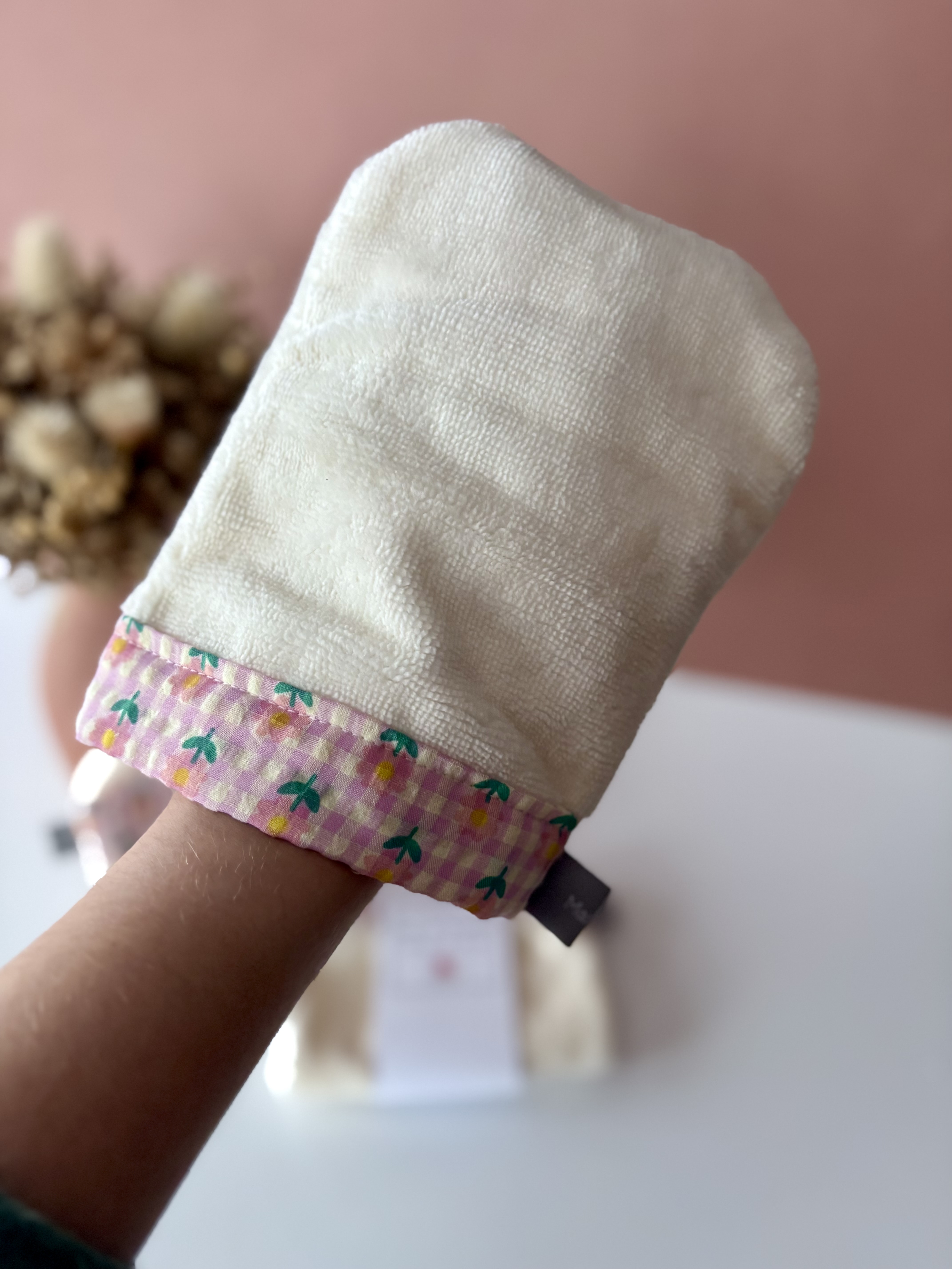 Gant visage et corps- VICHY ROSE +FLEURS