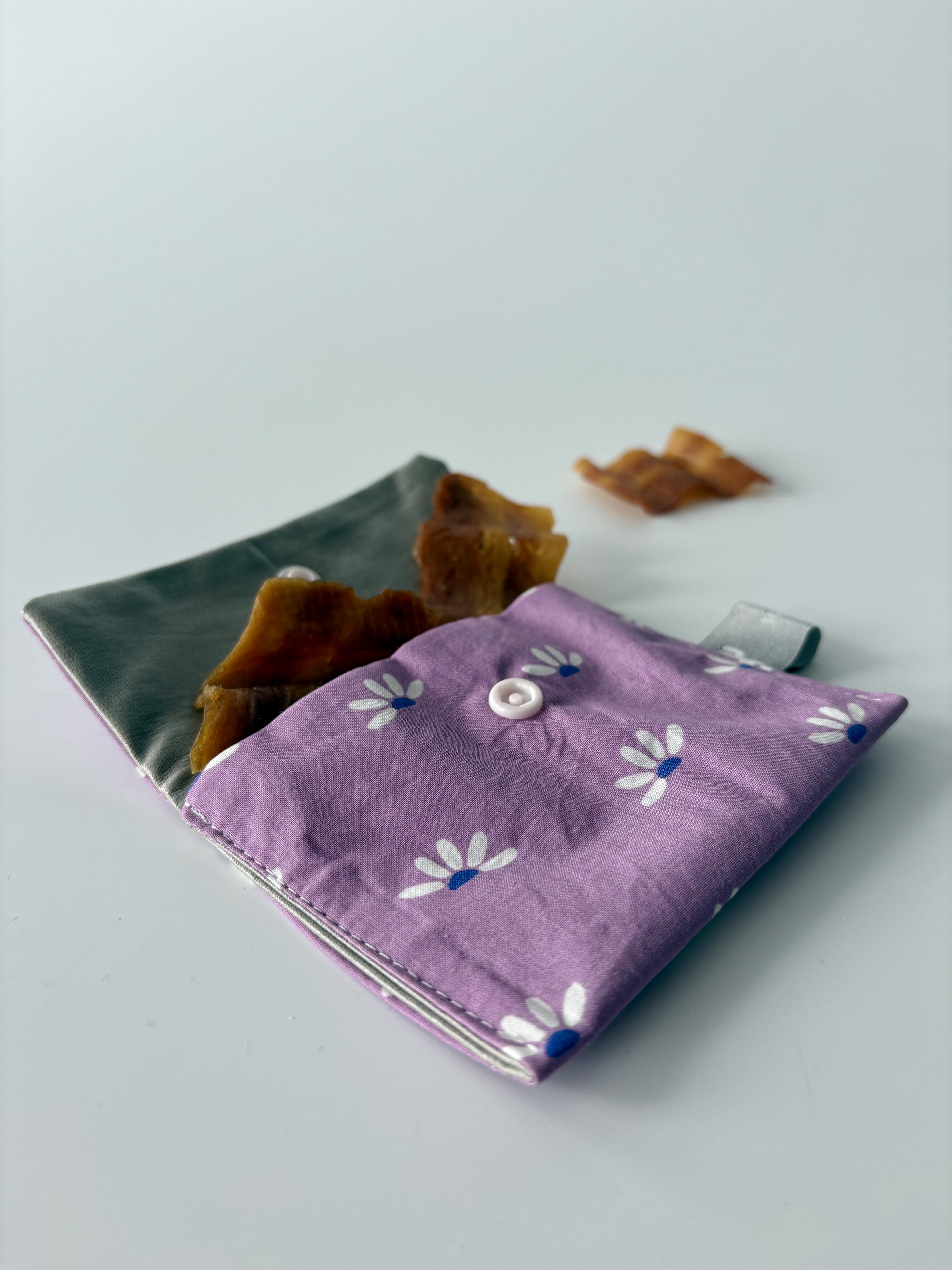 Pochette à biscuits- VIOLET+ FLEURS BLANCHES