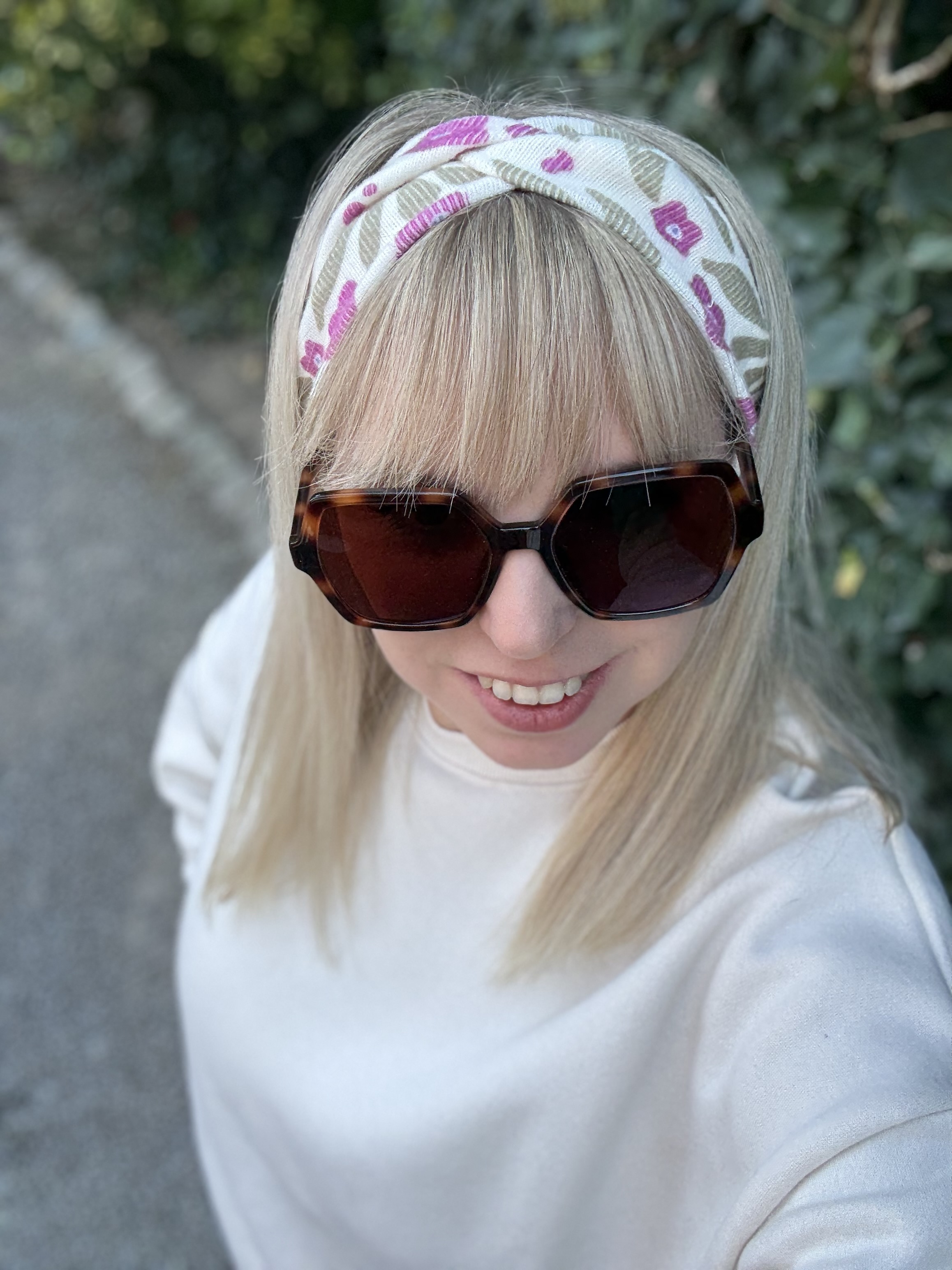 Bandeau cheveux- FLEURS VERTES/ROSES