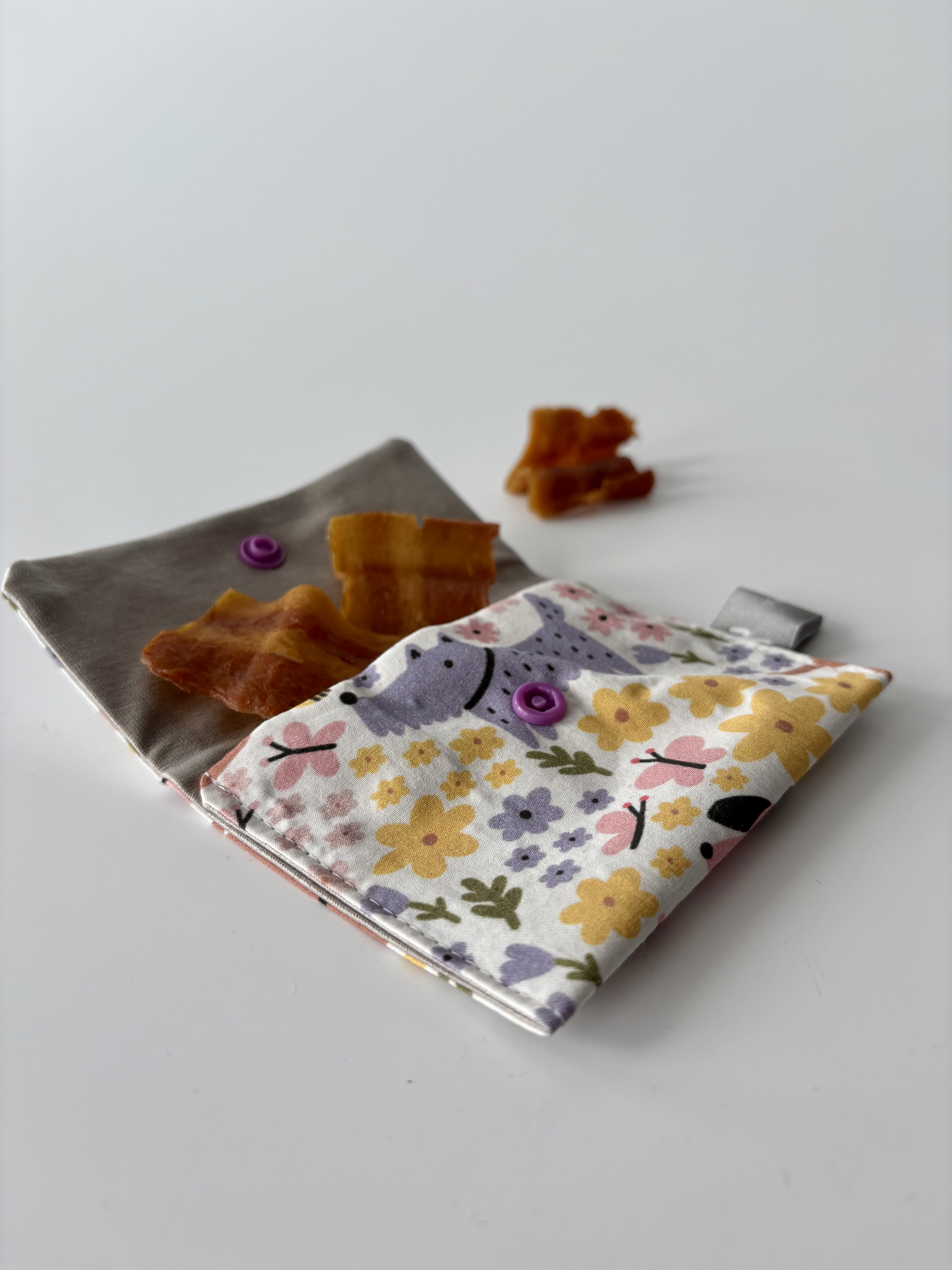 Pochette à biscuits- MAUVE/ROSE +CHIENS