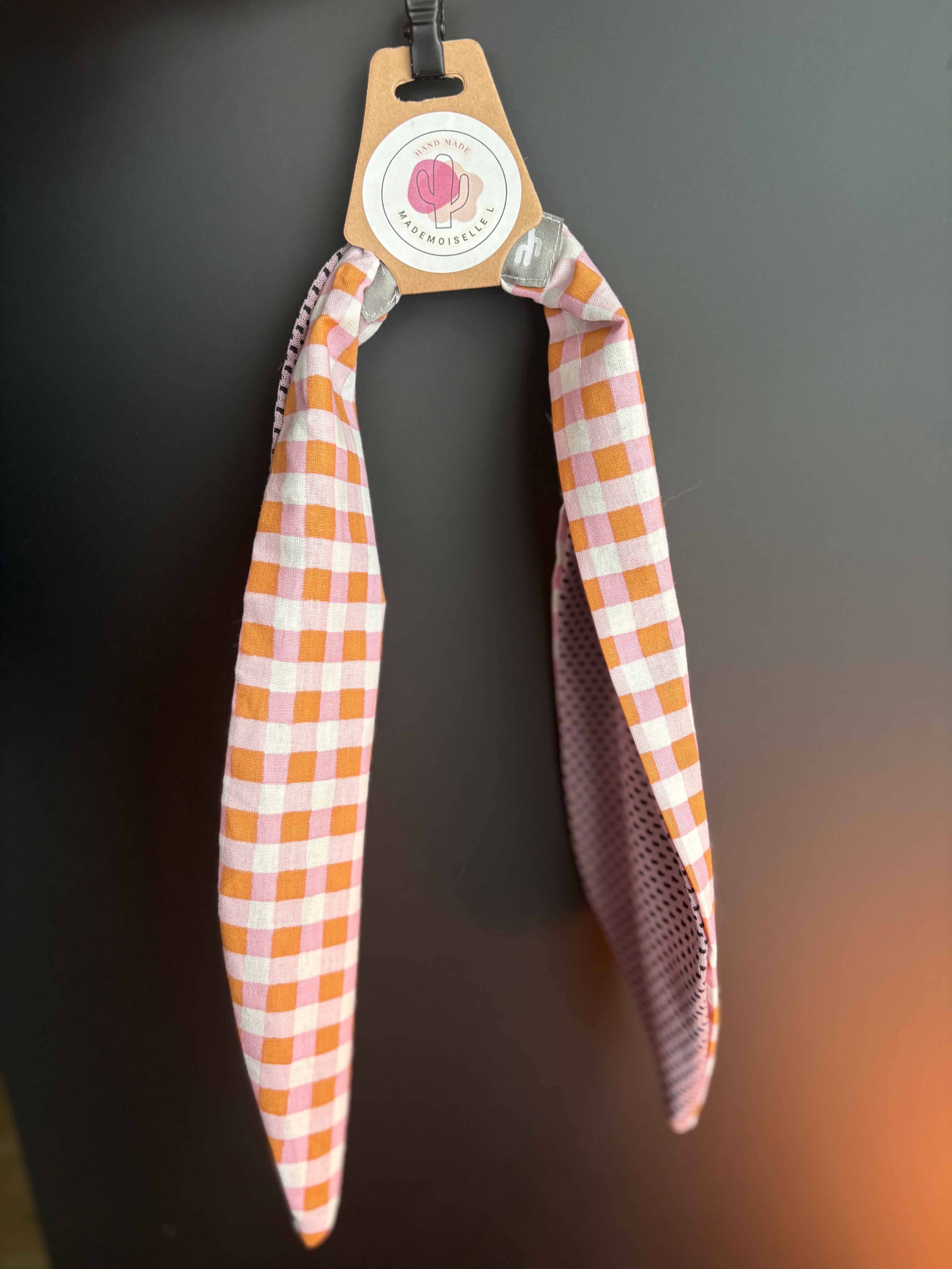 Foulard fraicheur 2 en 1- VICHY ROSE ORANGE