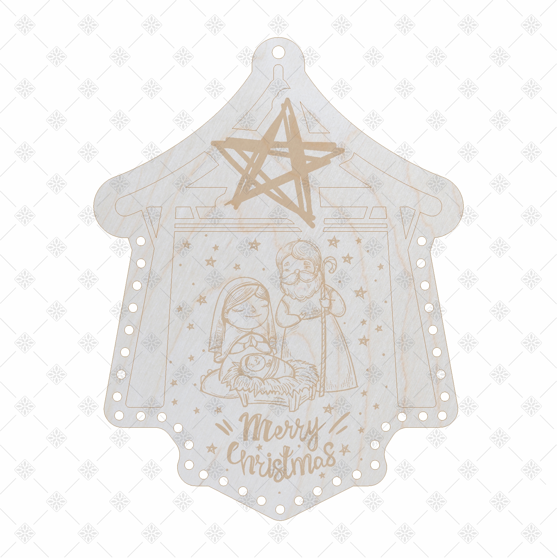 Base in Legno Presepe "Sacra Famiglia"