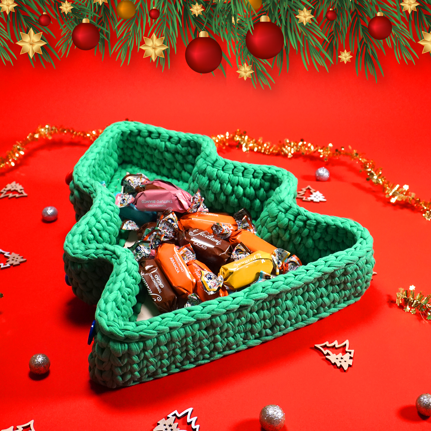 Base in Legno Albero Natalizio per Cesto