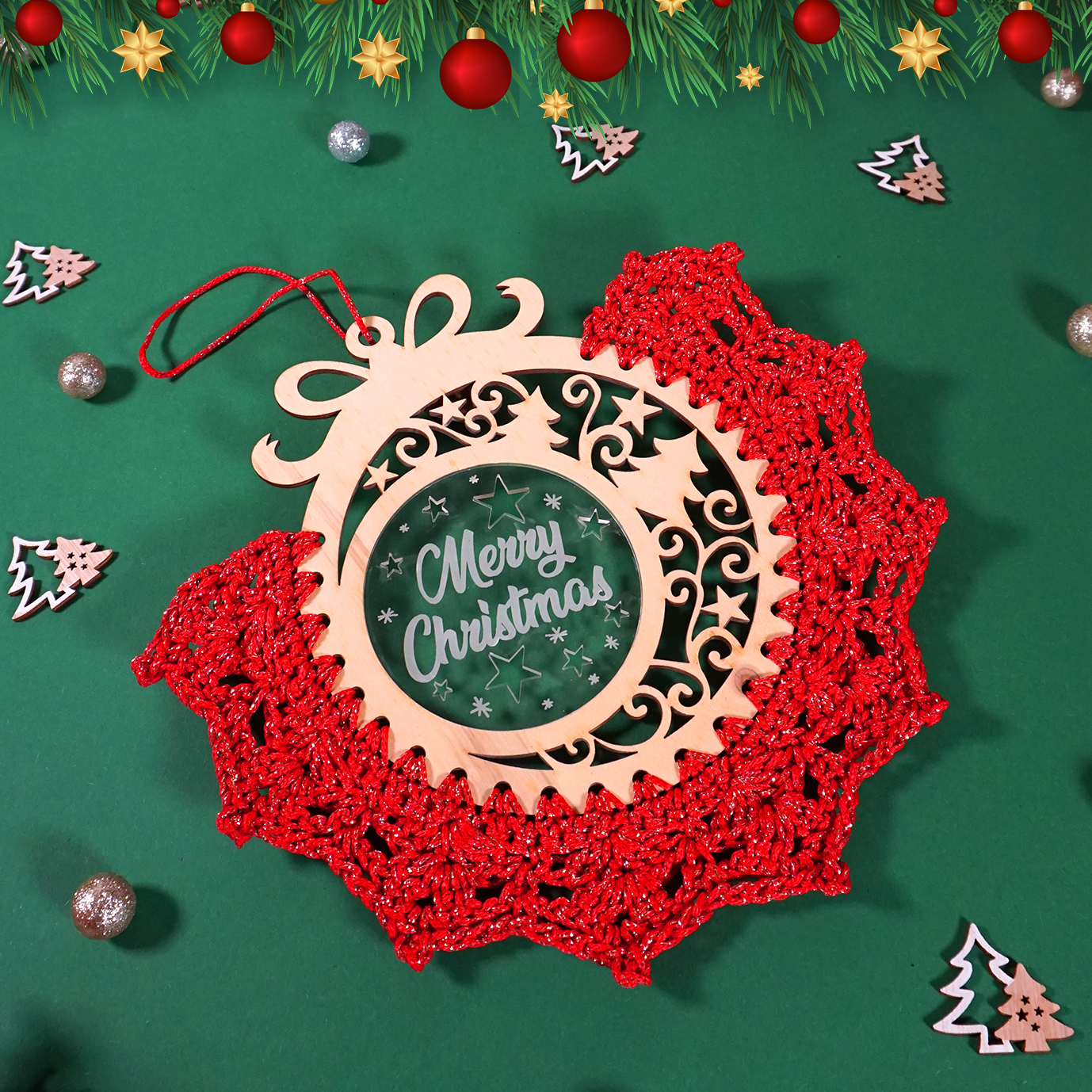 Base in Legno Ghirlande Natalizie Sfera Plex