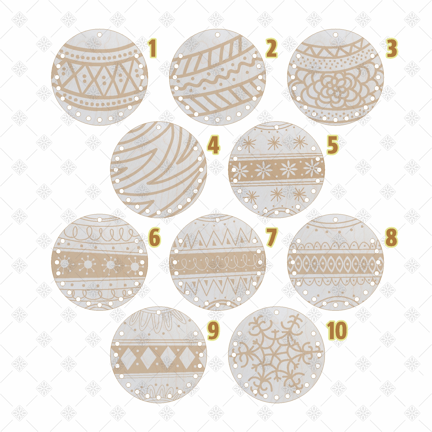 Base in Legno Palline Natalizie 10 cm