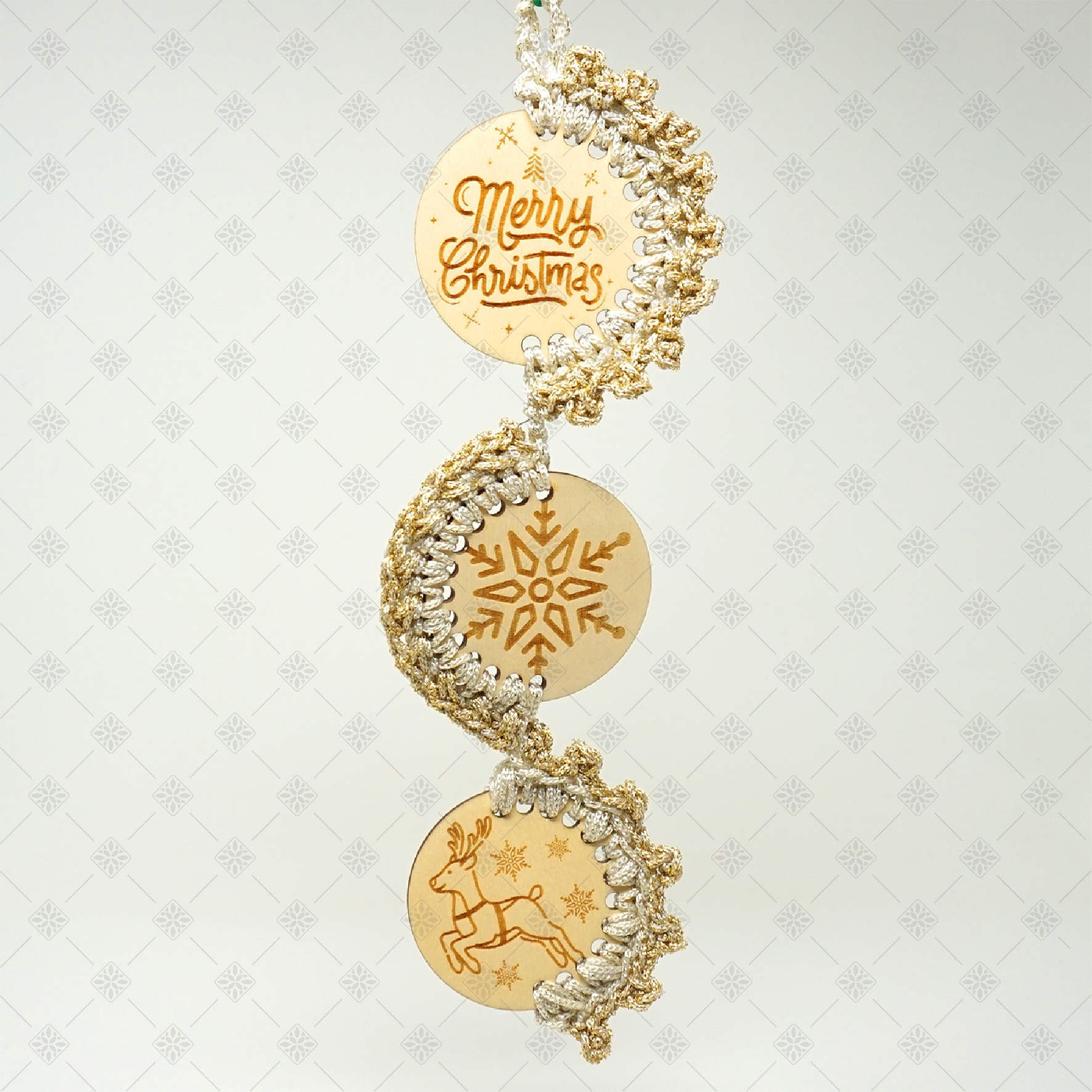 Base in Legno Set  da 3 pz. Palline Natalizie Pendenti