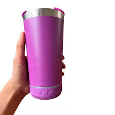 Copo térmico rosa com caixa de som