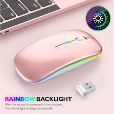 Mouse sem fio com iluminação arco-íris