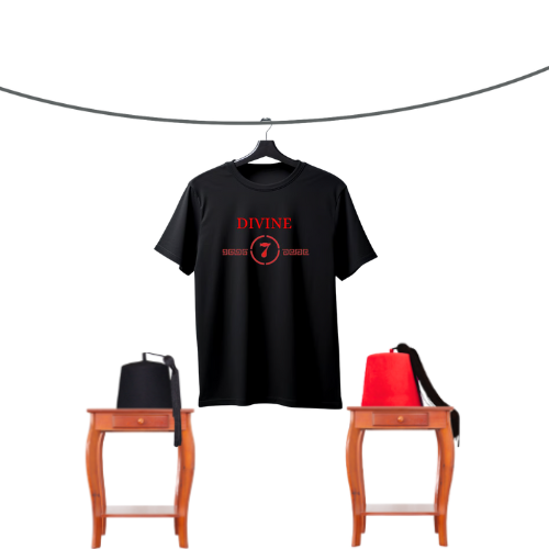 Divine Tee (Black Red w/Letters)