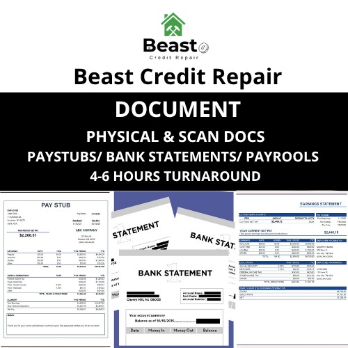 Bank Statement, Paystub, Payroll