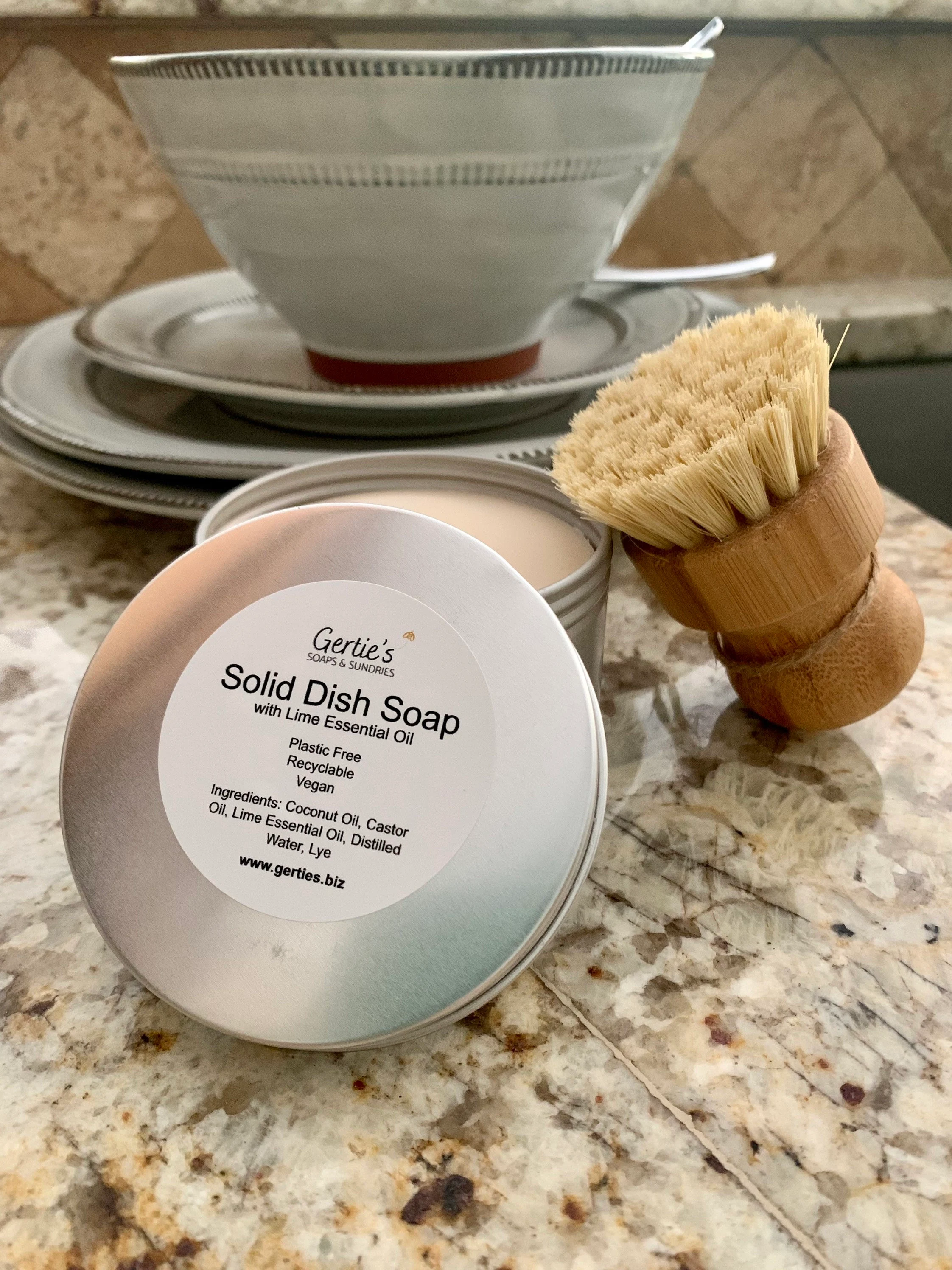 Solid Natural Dish Soap with Lime Essential Oil