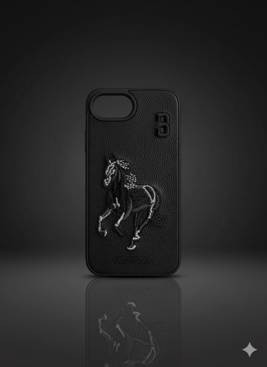 Embroidered Horse Leather Phone Case