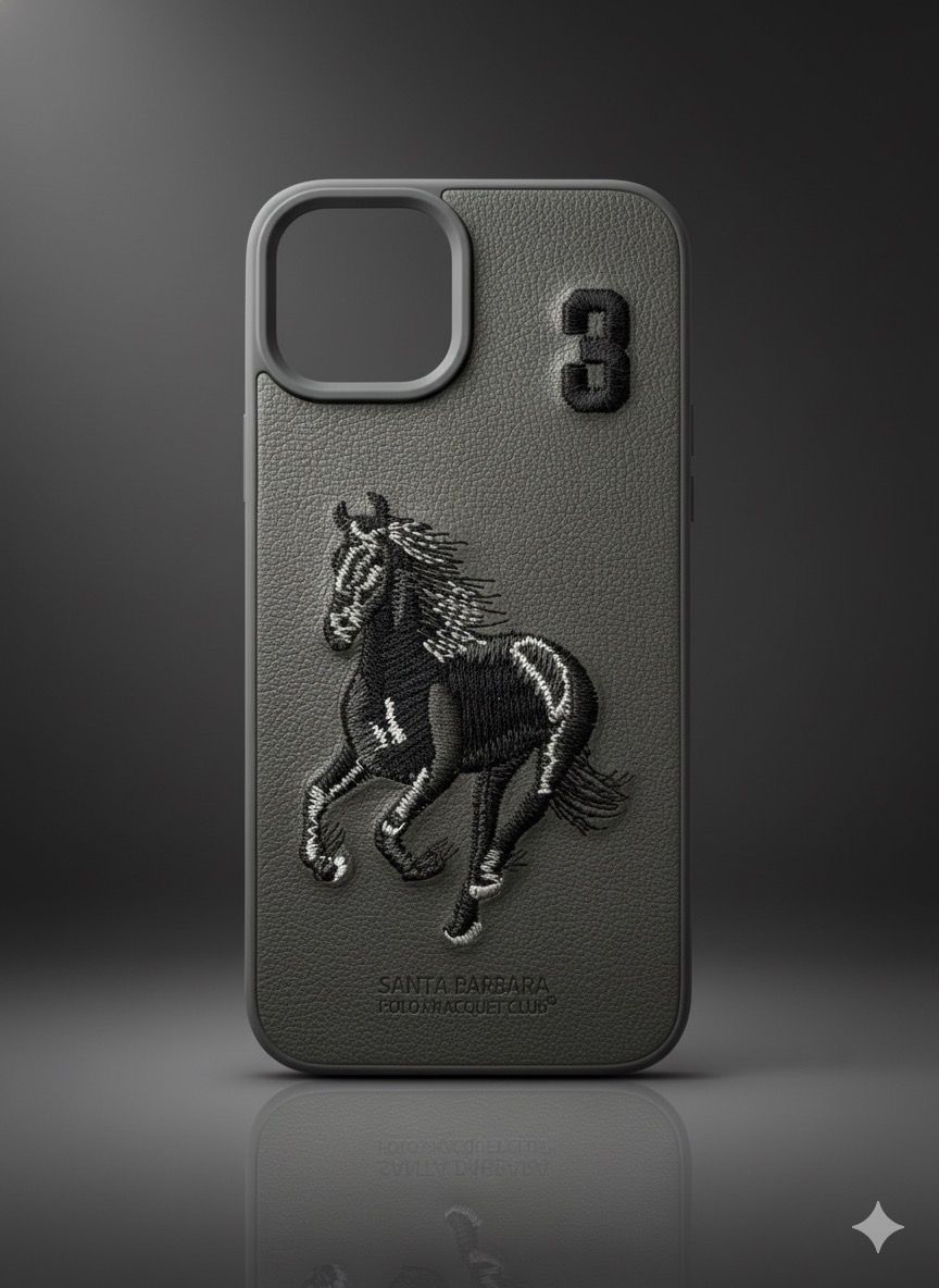 Luxury Black Leather Horse iPhone Case