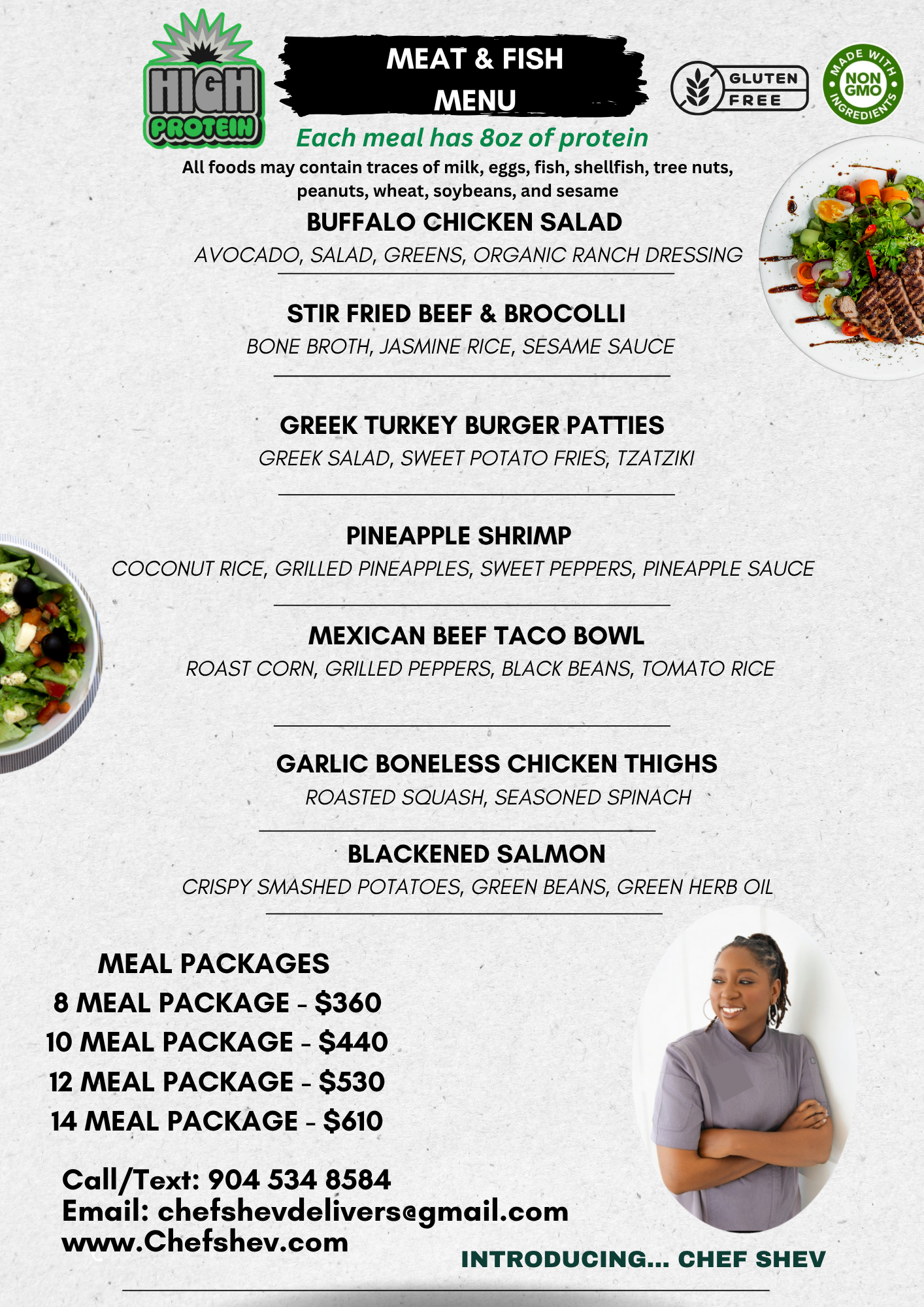 High Protein Meat & Fish Menu