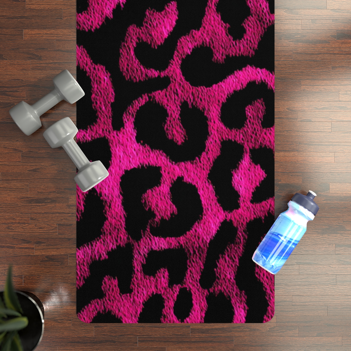 Leopar Desenli Kaymaz Yoga Matı