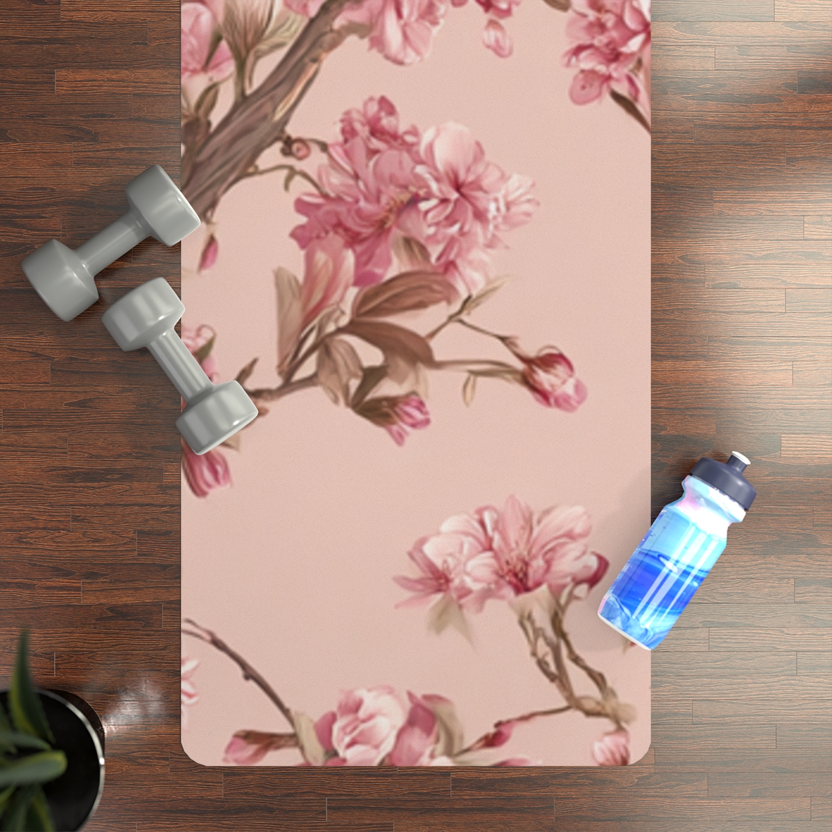 Çiçek Desenli Kaymaz Yoga Matı