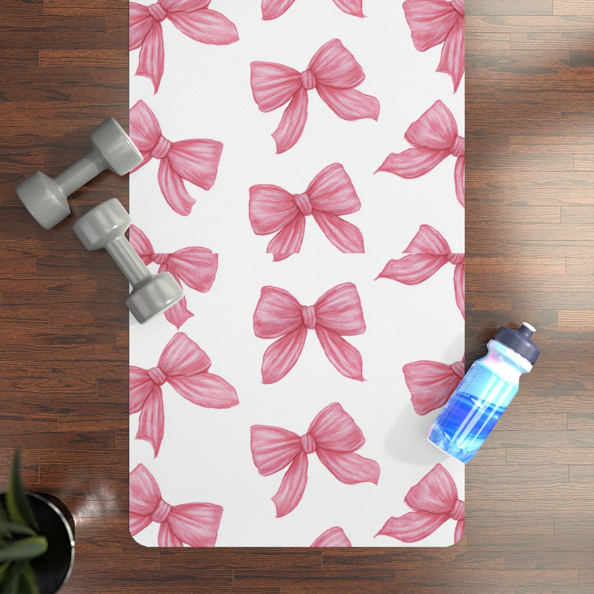 Pembe Fiyonk Desenli Kaymaz Yoga Matı