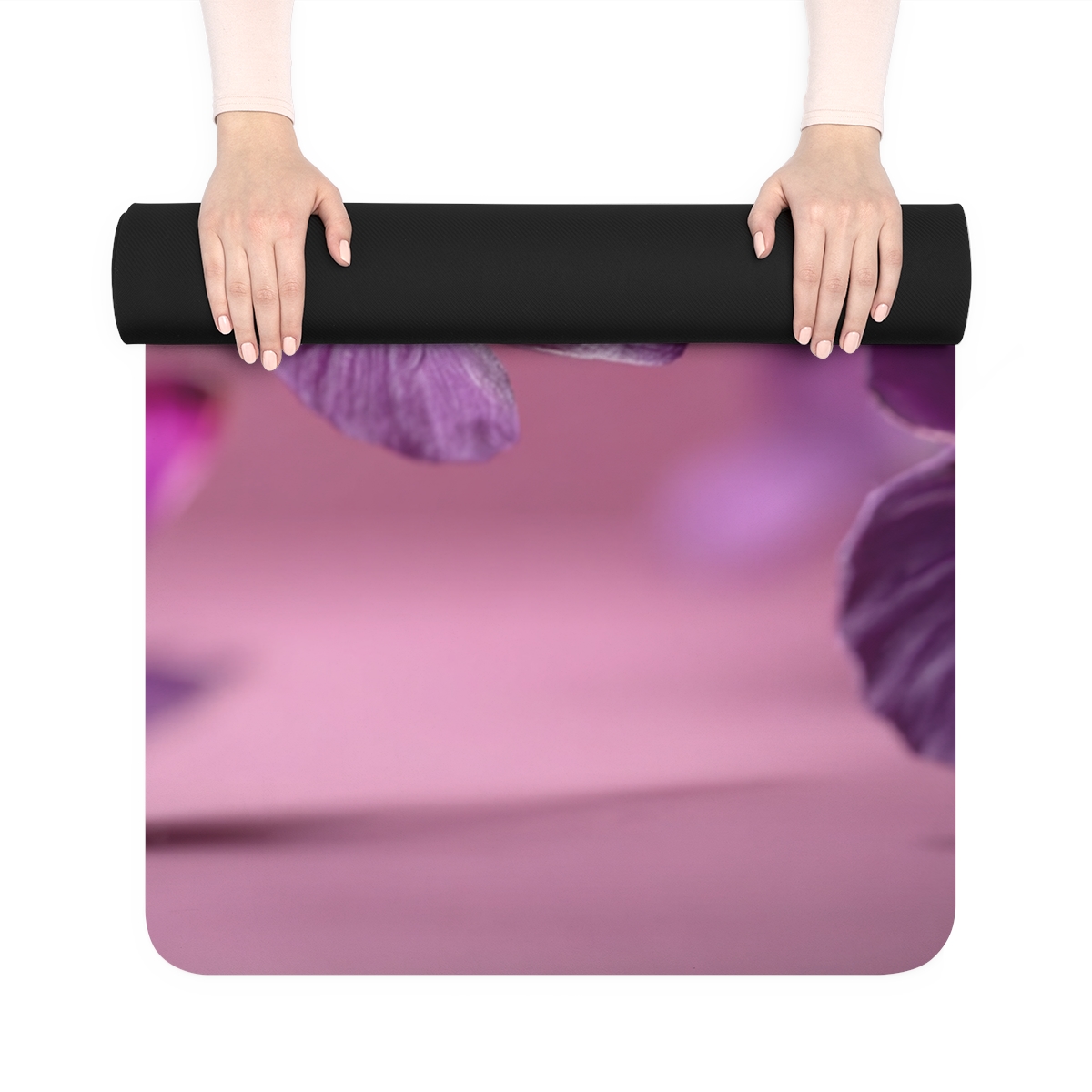 Mor Kelebek Desenli Kaymaz Yoga Matı